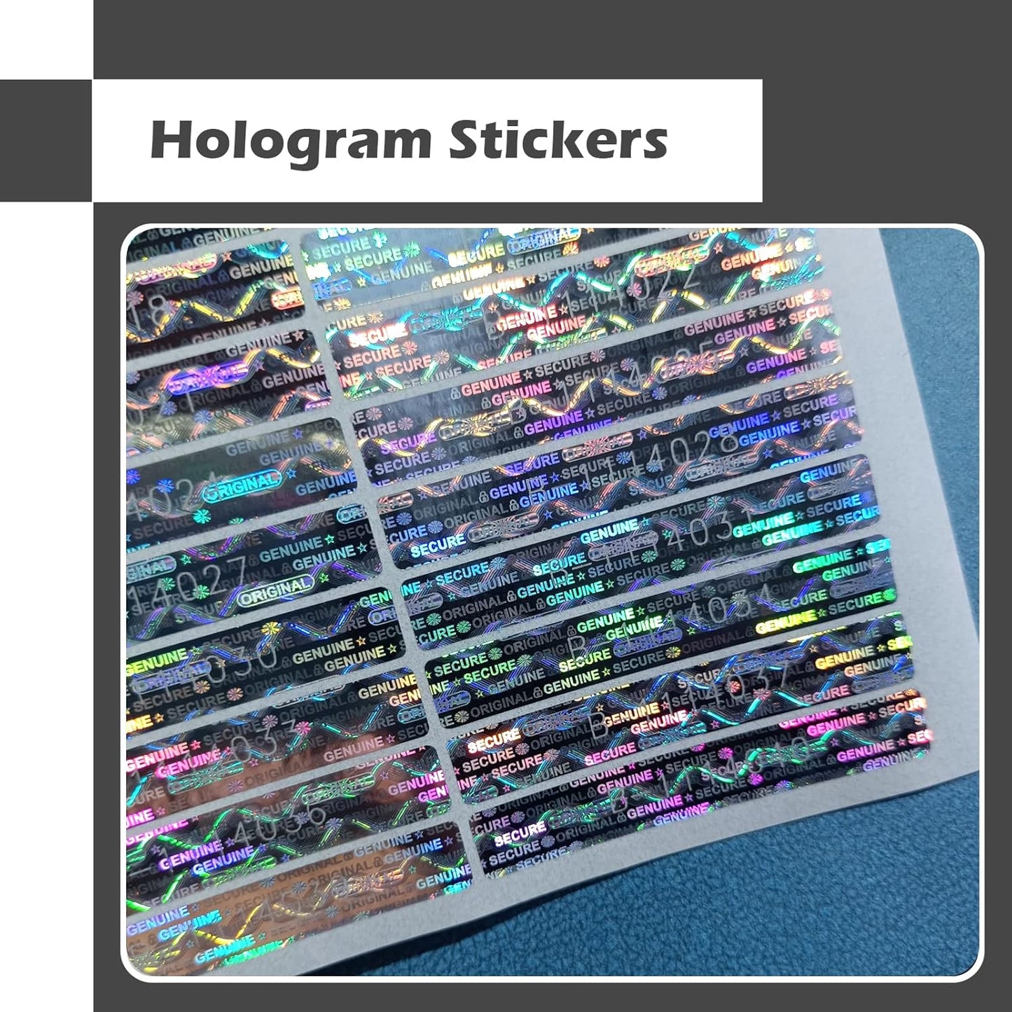 320 pcs Hologram Seals 1.97 x 0.3 Inch, Security Warranty Void Stickers,Tamper evident Holographic Labels with Serial Number