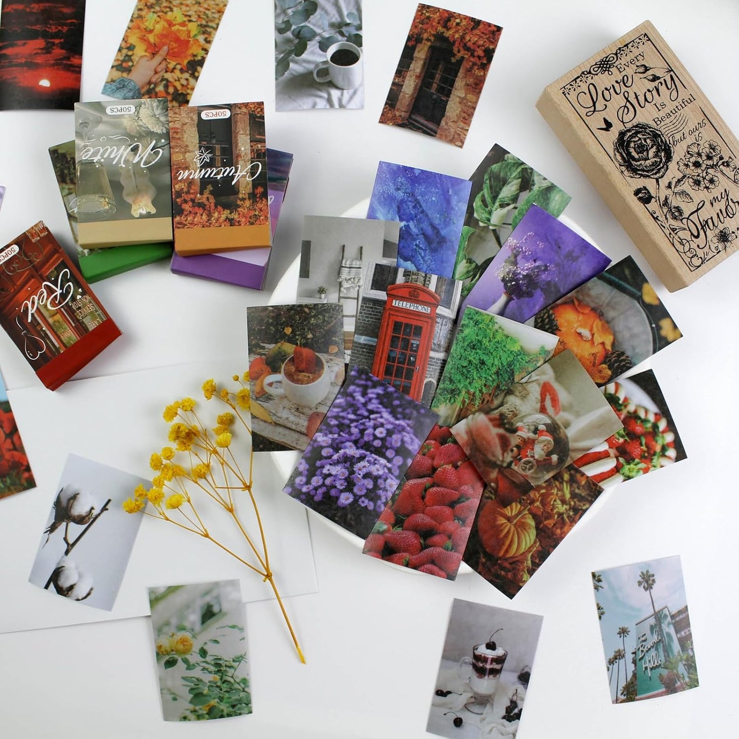 6 Sets 300 Pcs Washi Stickers Set Assorted Colors Aesthetic Sticker Book for Journaling, Daily Scenery Life Stuff Decorative Paper Sticker Decals for Scrapbooking Junk Journal Diary Album