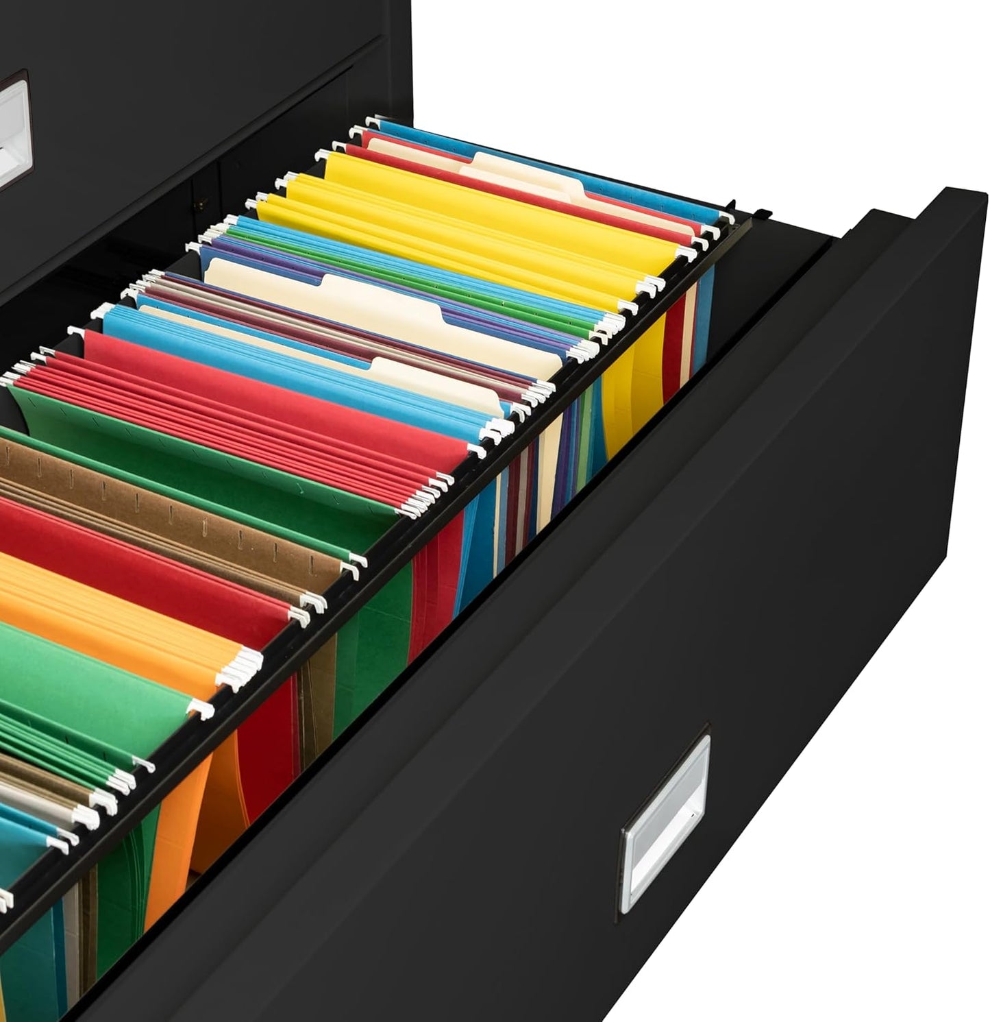 44 inch Wide 4-Drawer Lateral Fireproof File Cabinet – Legal and Letter Size Filing – Key Lock – Water Resistant – Fire Safe and Impact Rated – Black Finish – Model LAT4W44B