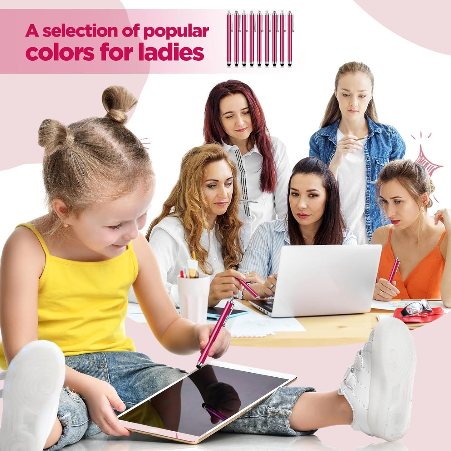 Outus 36 Pcs Stylus Pen for Universal Capacitive Touch Screens Devices, Stylus Pen Compatible with Tablet for Classroom Travel Olders Friendly(Rose Red)