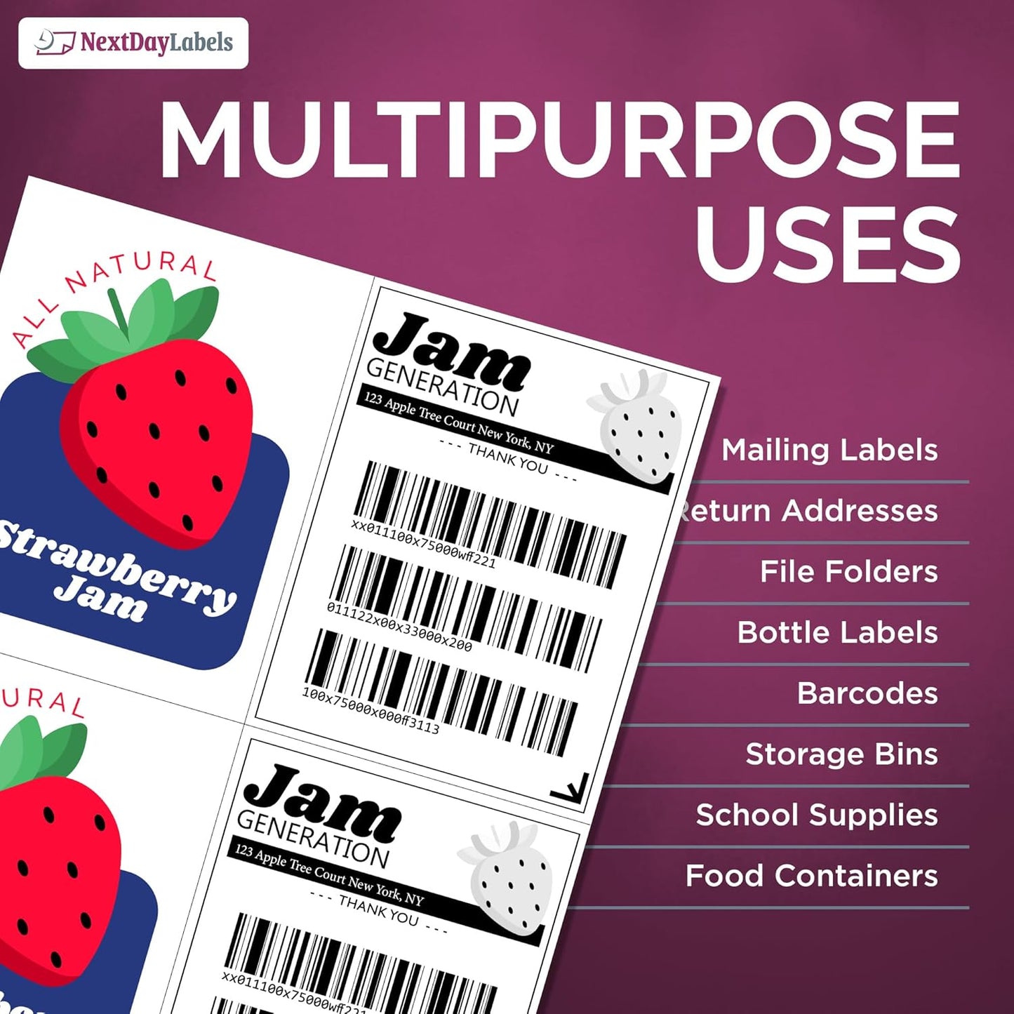 NextDayLabels – 4-1/4" x 5-1/2" Rectangular Sticker Labels for Printer - White Laser/Inkjet Printer Labels Return Address Labels Shipping Label Stickers (250 Sheets, 4 Per Sheet, 1000 Labels)