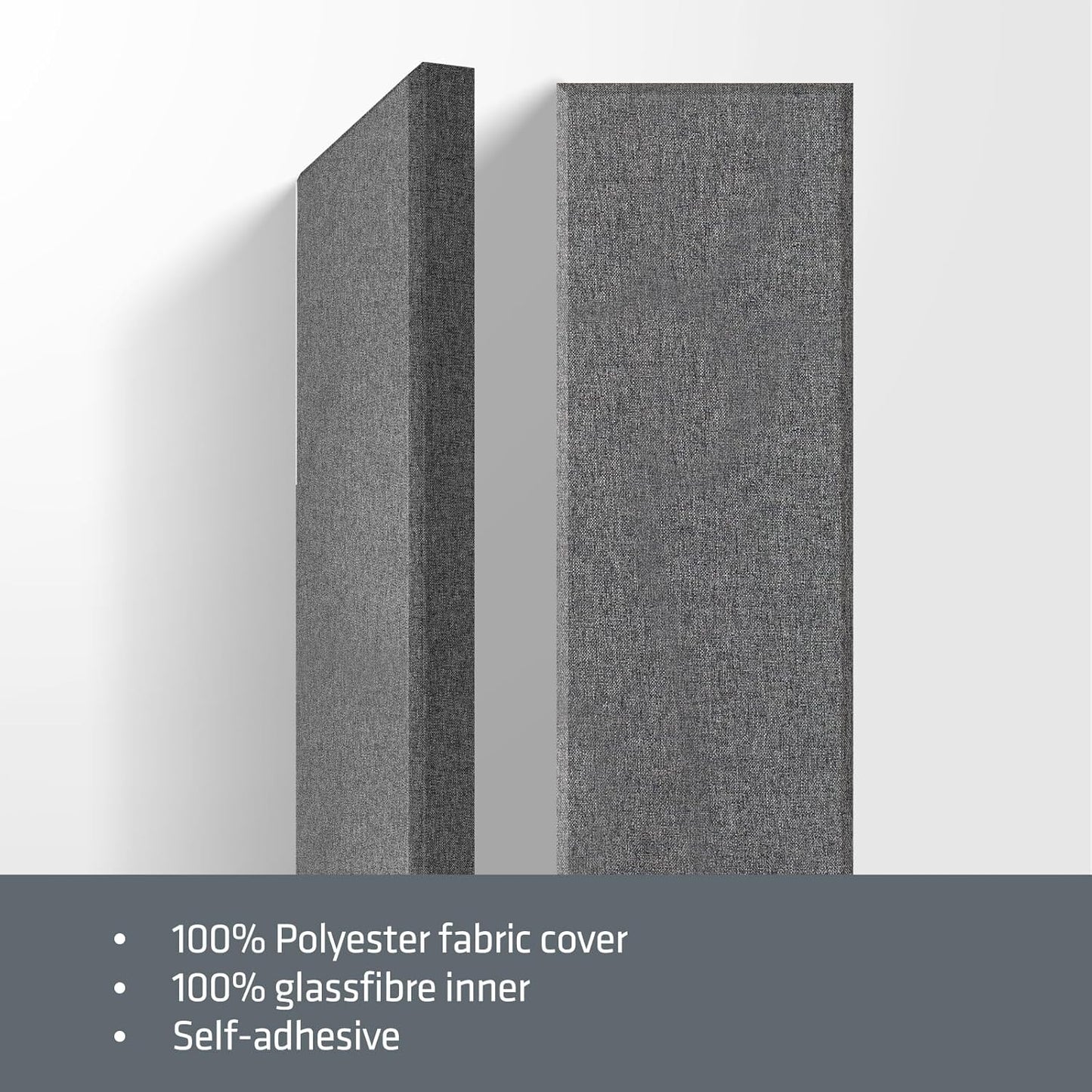 UMIACOUSTICS 2 PCS Fiberglass Acoustic Panels, 48x12x2 Inches Sound Absorbing Panels, Self-adhesive Sound Proof Panels for Studios, Office, Home Theater. (Heather)