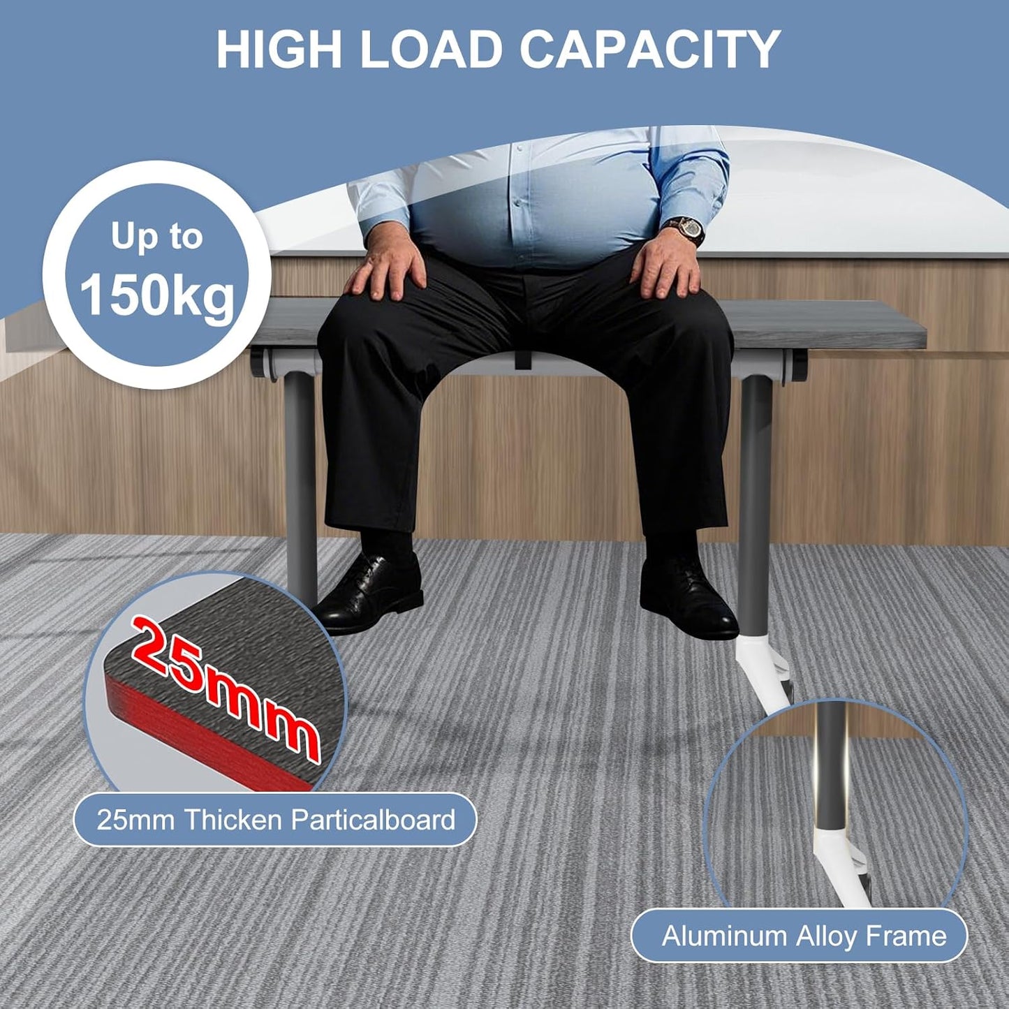 Folding Conference Table, Mobile Training Table for Office Conference, Modern Modular Rectangular Work Desk Meeting Seminar Work Tables with Caster Wheels, Large Breakroom Tables (6Pack L47.2in)