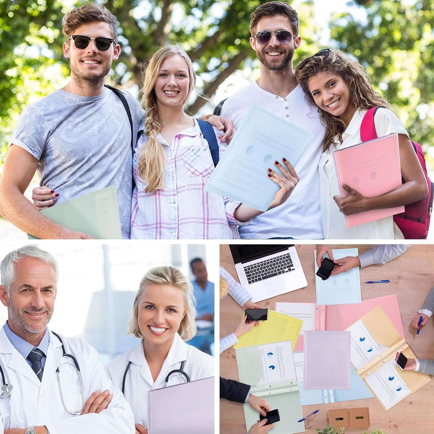 Patelai 48 Pcs Plastic Folders with 2 Pockets and 3 Prongs Home Folders with Card Slot Letter Size Heavy Duty Report Covers for Back to School(Purple, Orange, Pink, Yellow, Green, Blue,Classic)