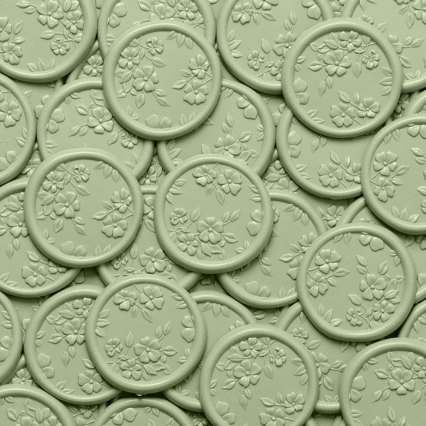 UNIQOOO Wax Seal Stickers - 3D Begonia Wedding Invitation Envelope Botanical Seal Stickers, 50 Pcs Self- Adhesive Sage Green Stickers, Perfect for Invitation, Christmas, Gift Wrapping, Party