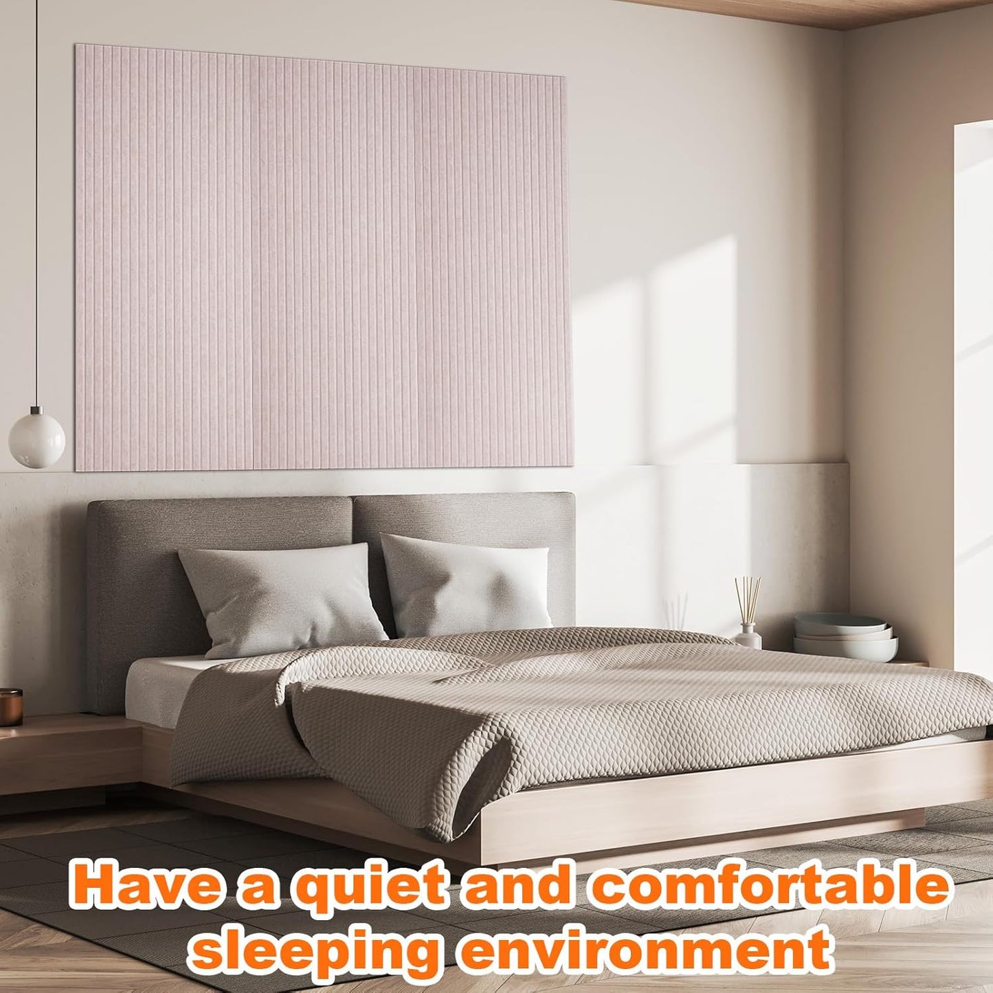 Woanger 5 Pack Large Acoustic Panels 47x24x0.4 Inch Sound Dampening Panels Self-Adhesive Noise Absorbing Sound Proof Wall for Echo Absorption for Home Studio Office Game Room(Camel Color)