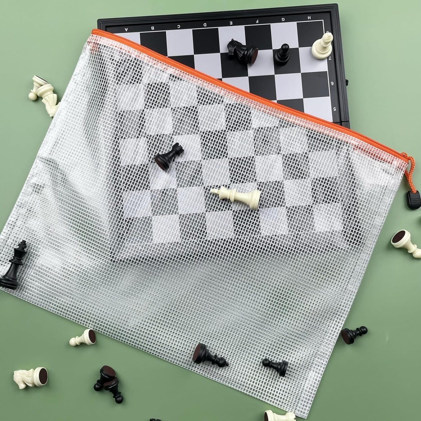 Oaimyy-18PCS-12 x 16 Inches-Mesh Zipper Pouch, Plastic Zip File Folders Puzzle Bags for Organizing,for Office Supplies,Travel,Home Storage-Multicolor, 12"x 16"