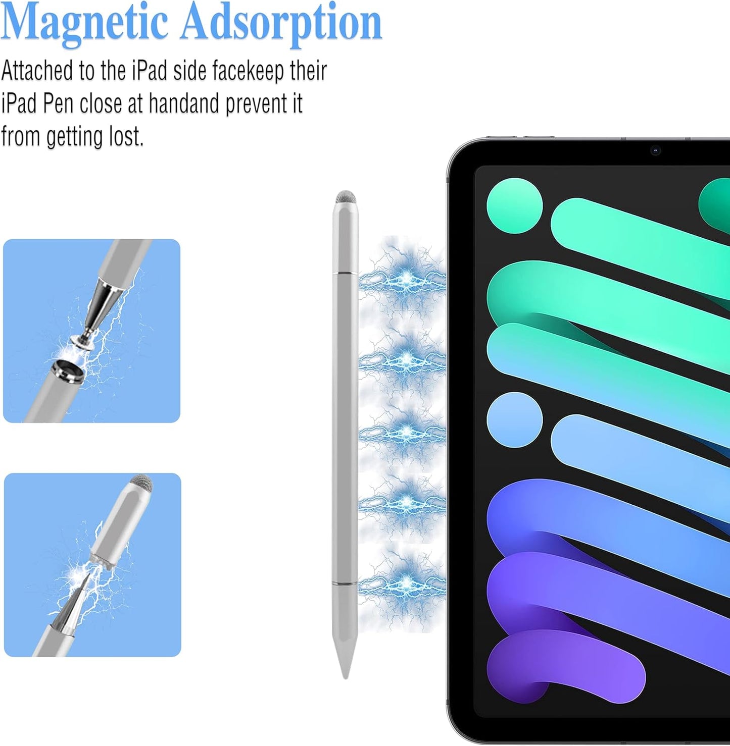 Stylus Pen Compatible with 15 inch Skylight Calendar,3 in 1 Capacitive Stylus Pen for Touchscreen for Apple iPhone/iPad Pro/Mini/Air/Android/Microsoft/Surface All Capacitive Touchscreen - Silver