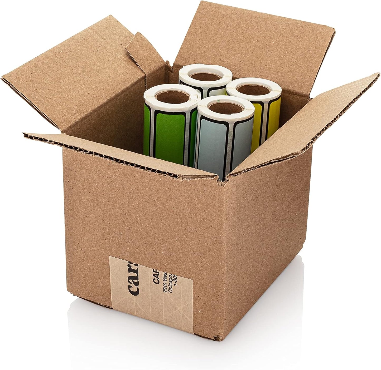 Carstens Adhesive Sticker Labels, 5 3/8” x 1”, Binder Labels for 1” Ring Binder Spines, Roll of 200, Multicolored, 4 Pack