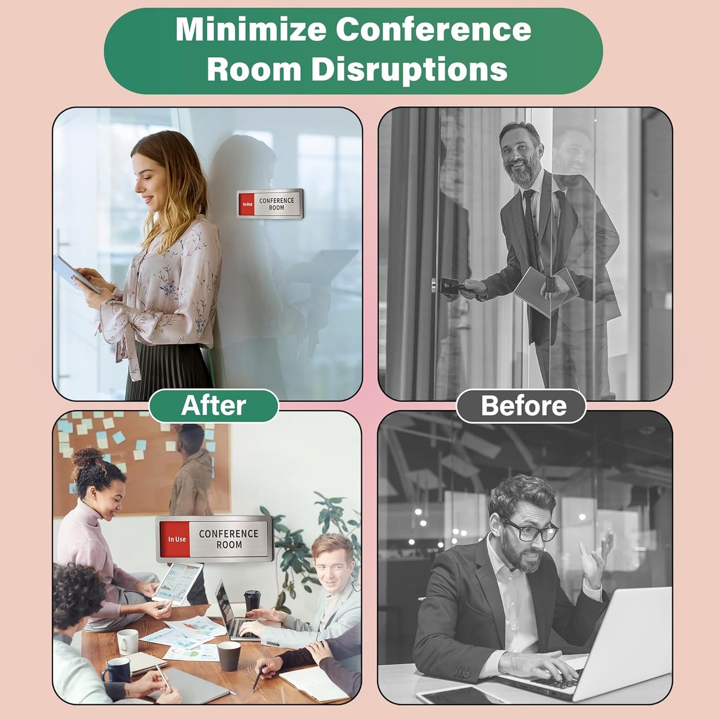 2 Pack Bathroom Door Signs, Restroom Signs for Business, Vacant Occupied Bathroom Sign, In Use/Available Slider Sign for Home Office Or Public Restroom Door, Brushed Silver 8" x 2.6"