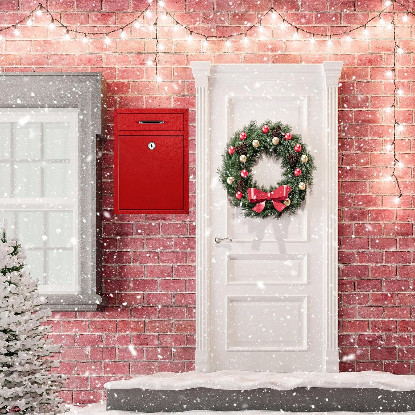 Locking Mailbox with Key for Outdoor 12.2 x 8.5 x 3 Inches Large Wall Mount Mail Box with Lock Security Mail Drop Metal Collection Boxes Hanging Secure Postbox(Red)