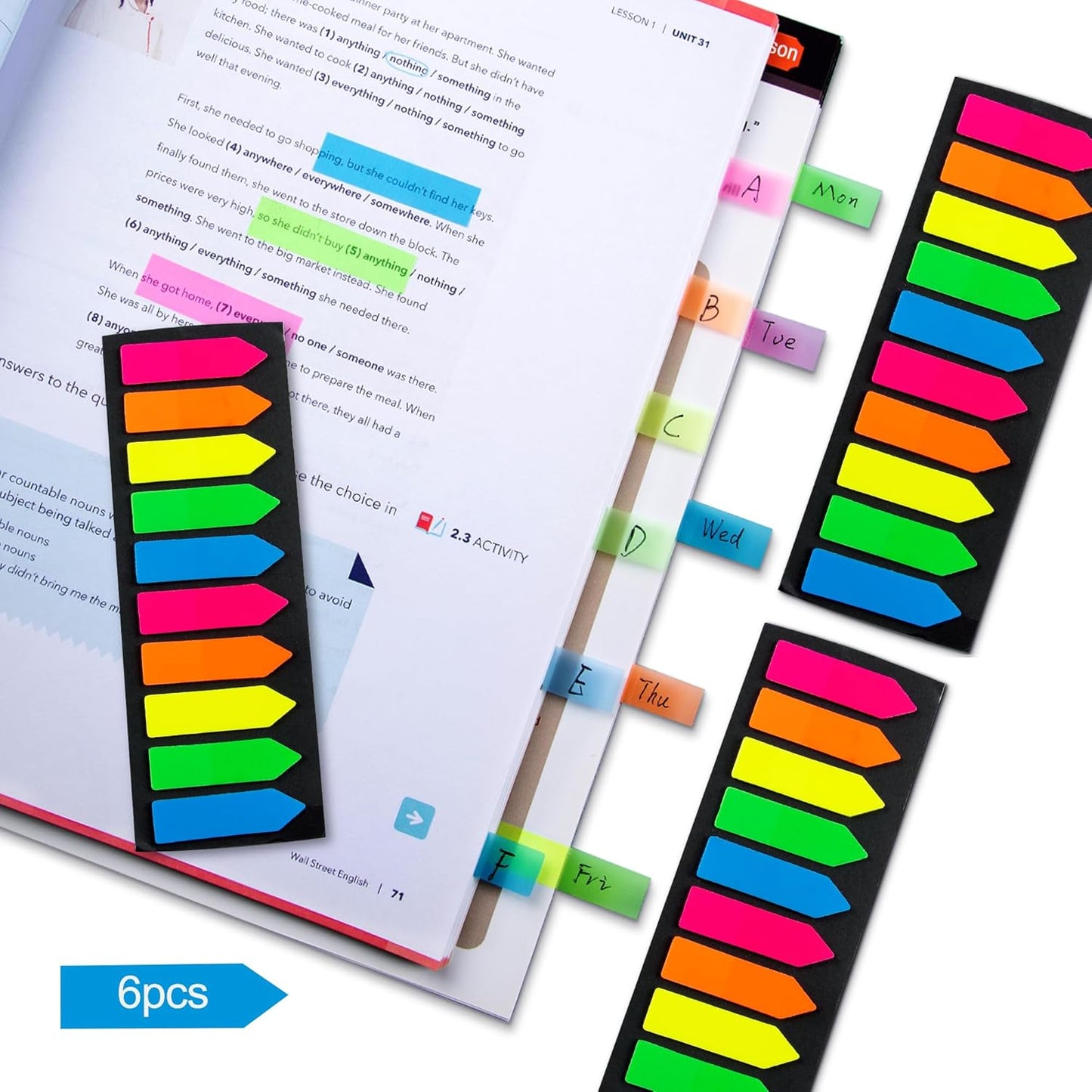 Ericter 1200 Pcs Sticky Tabs Page Markers Sticky Index Tabs, Arrow Flag Tabs - 10 Primary Color Tabs Page Flag Markers Bookmarks Book Tabs for Annotating Books