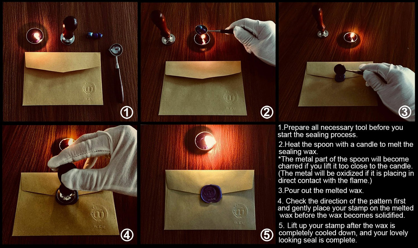 Mceal Wax Seal Stamp,Silver Brass Head with Rosewood Handle, 1.2"(30mm) Dia (Wheat)