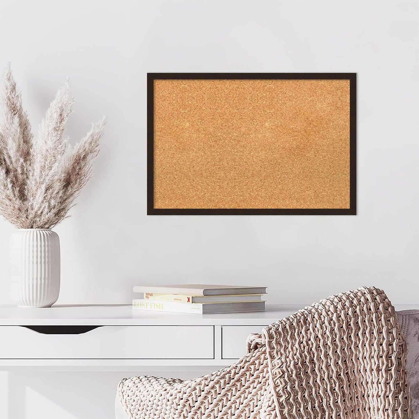 Amanti Art Natural Cork Board for Wall, 17x25 Vision Board with Brown Wood Frame, Medium Corkboard Office Decor for Home Organization, Rustic Farmhouse Corkboard Pinboard to display items for home