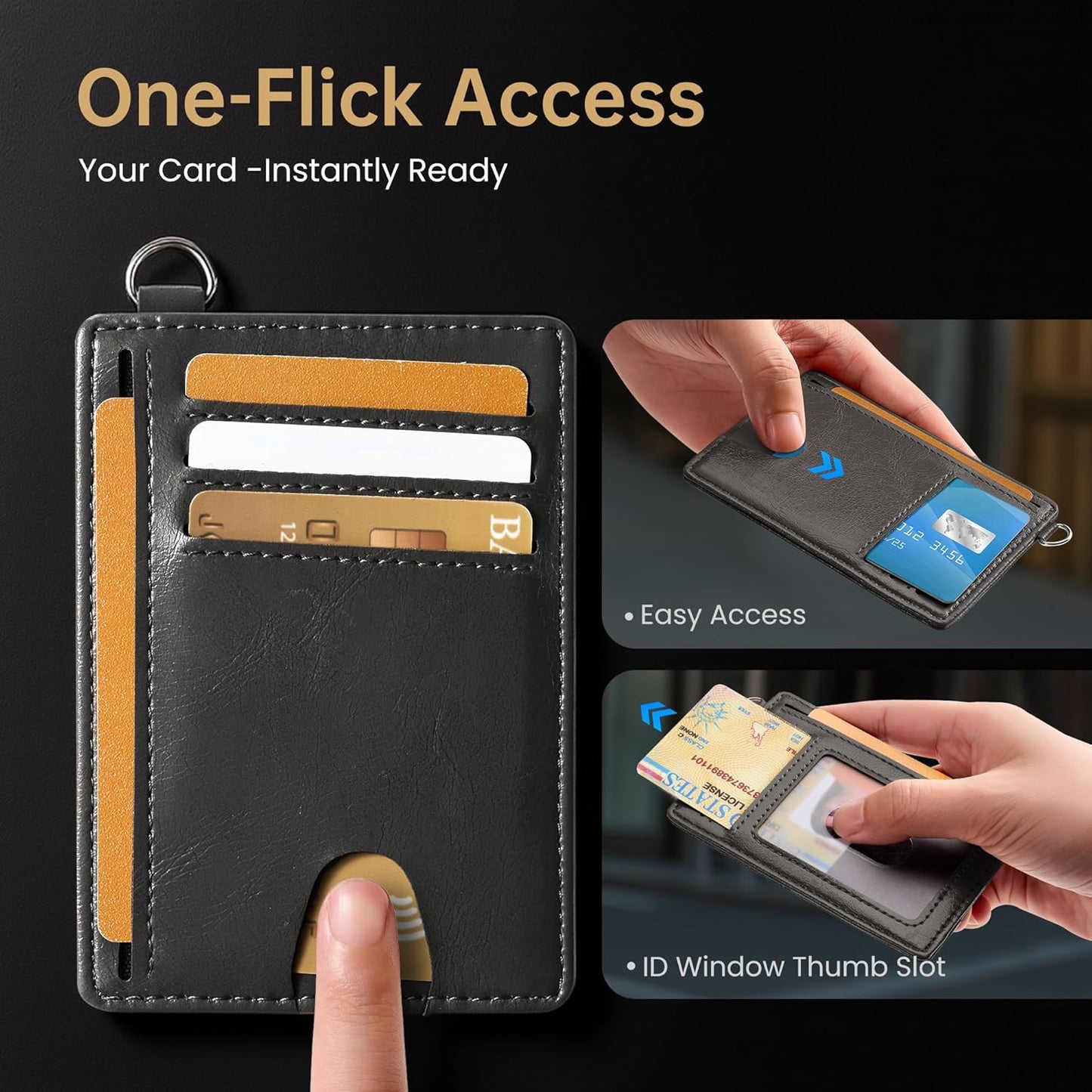 Mayski Slim Wallet, Credit Card Holder for Women, Minimalist Front Pocket RFID Blocking Card Cases, Small Wallet Women Men(Oiled Wax Grey)