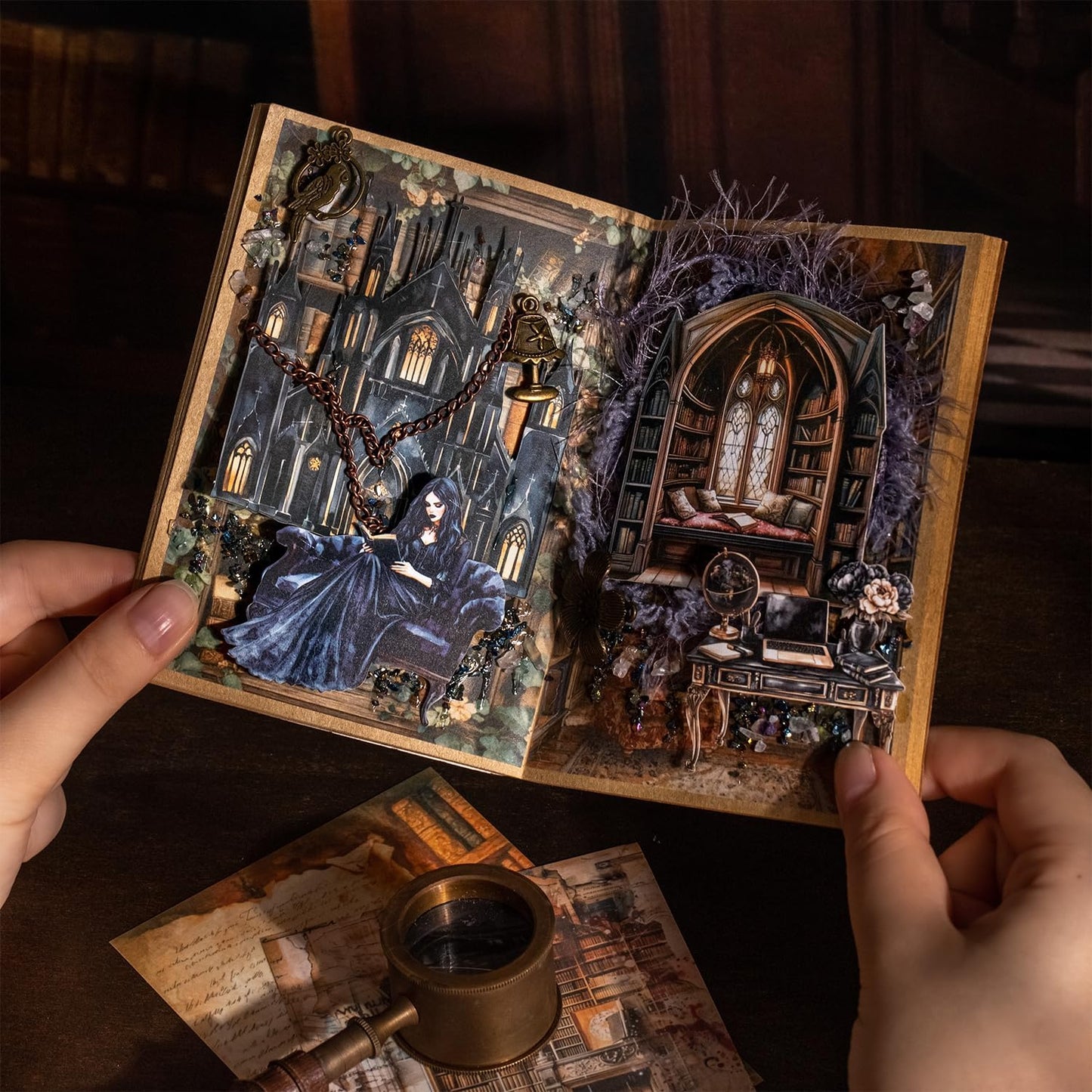 Gothic Scrapbook Stickers Set – 150PCS Vintage Academy Theme Stickers on Washi & Kraft Adhesive Paper, Pre-Cut Borderless Design, for Journals, Collage, DIY Decor