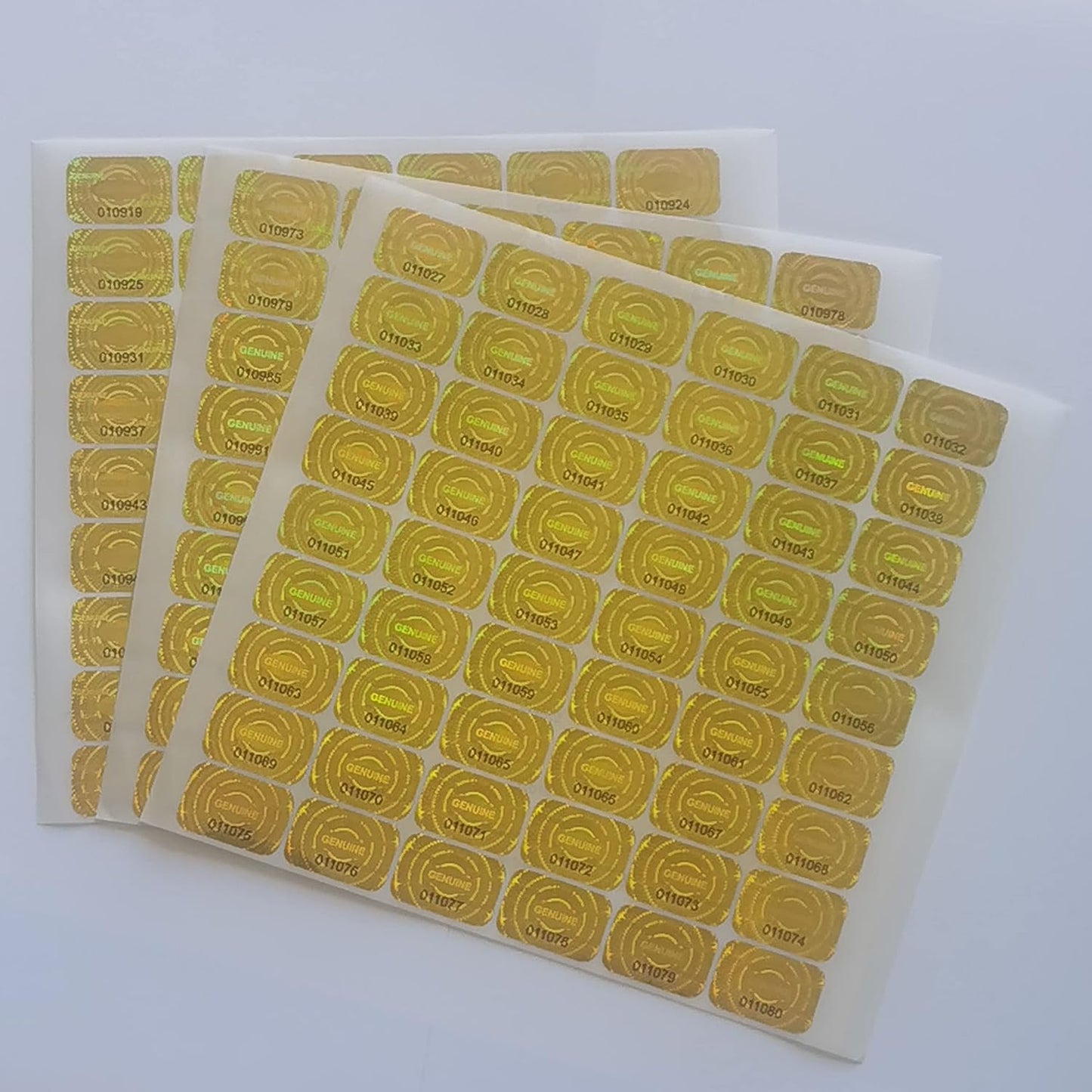500 pcs Tamper Proof Hologram Stickers Silver High Security Tamper Evident Warranty Seal Void Genuine Authentic Holographic Labels/Stickers w/Unique Sequential Serial Numbering 0.95X0.6 inch (Gold)