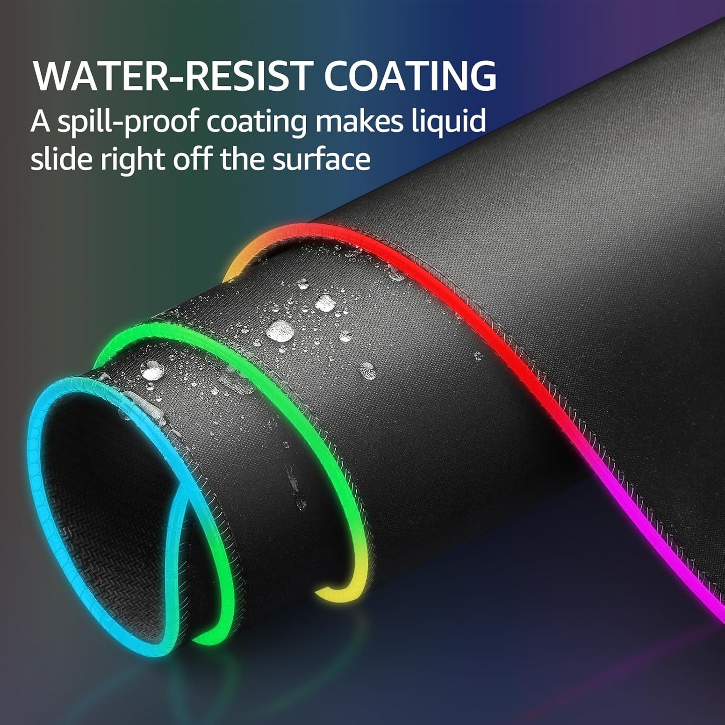 KTRIO RGB Large Gaming Mouse Pad with Stitched Edges, Superior Micro-Weave Cloth, Non-Slip Base, Water Resist Coating, 31.5 x 15.7 in, RGB Black