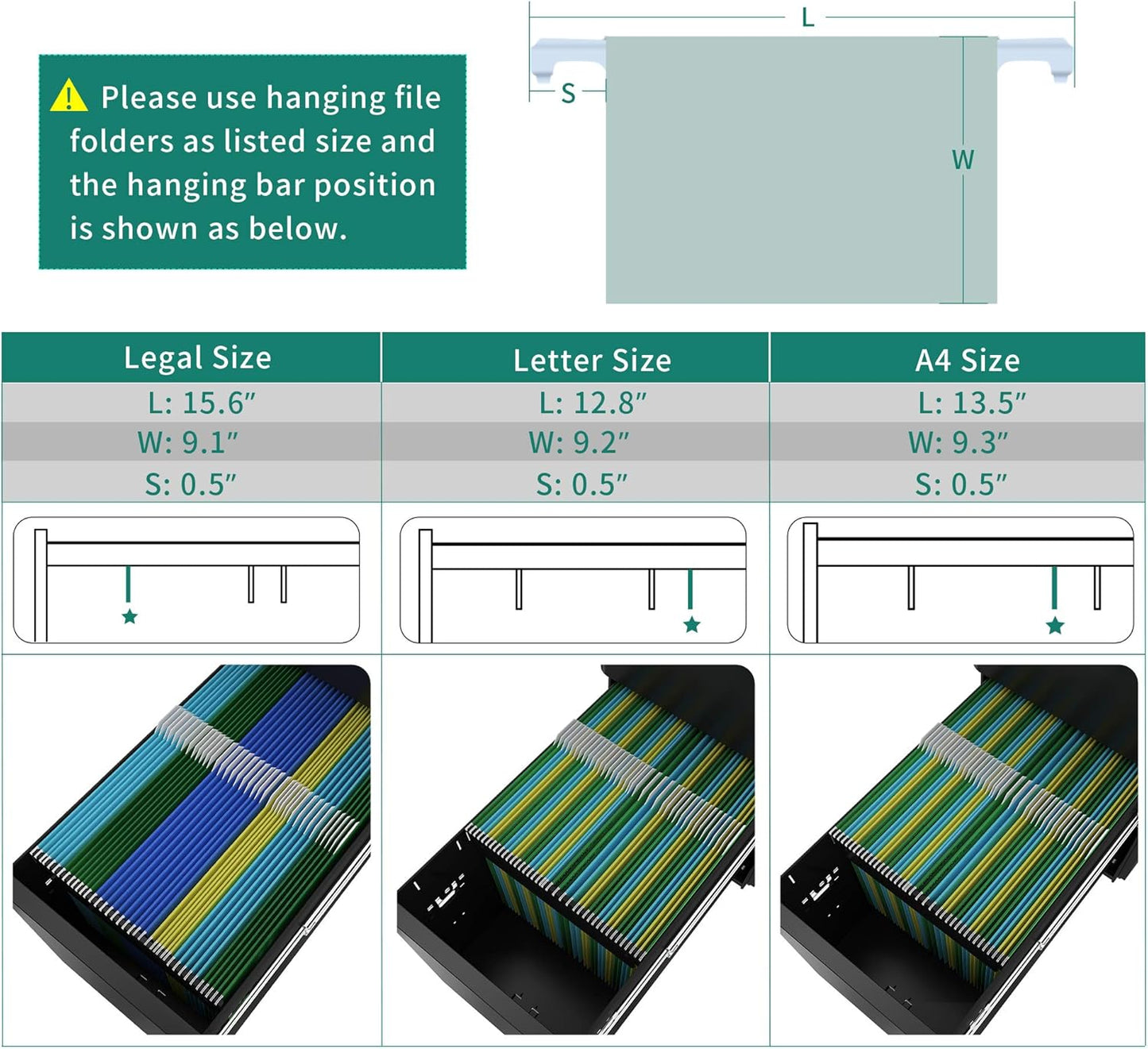 YITAHOME 3-Drawer Metal Filing Cabinet Office Drawers with Keys, Compact Slim Portable File Cabinet, Pre-Built Office Storage Solution for A4/Letter/Legal, Black
