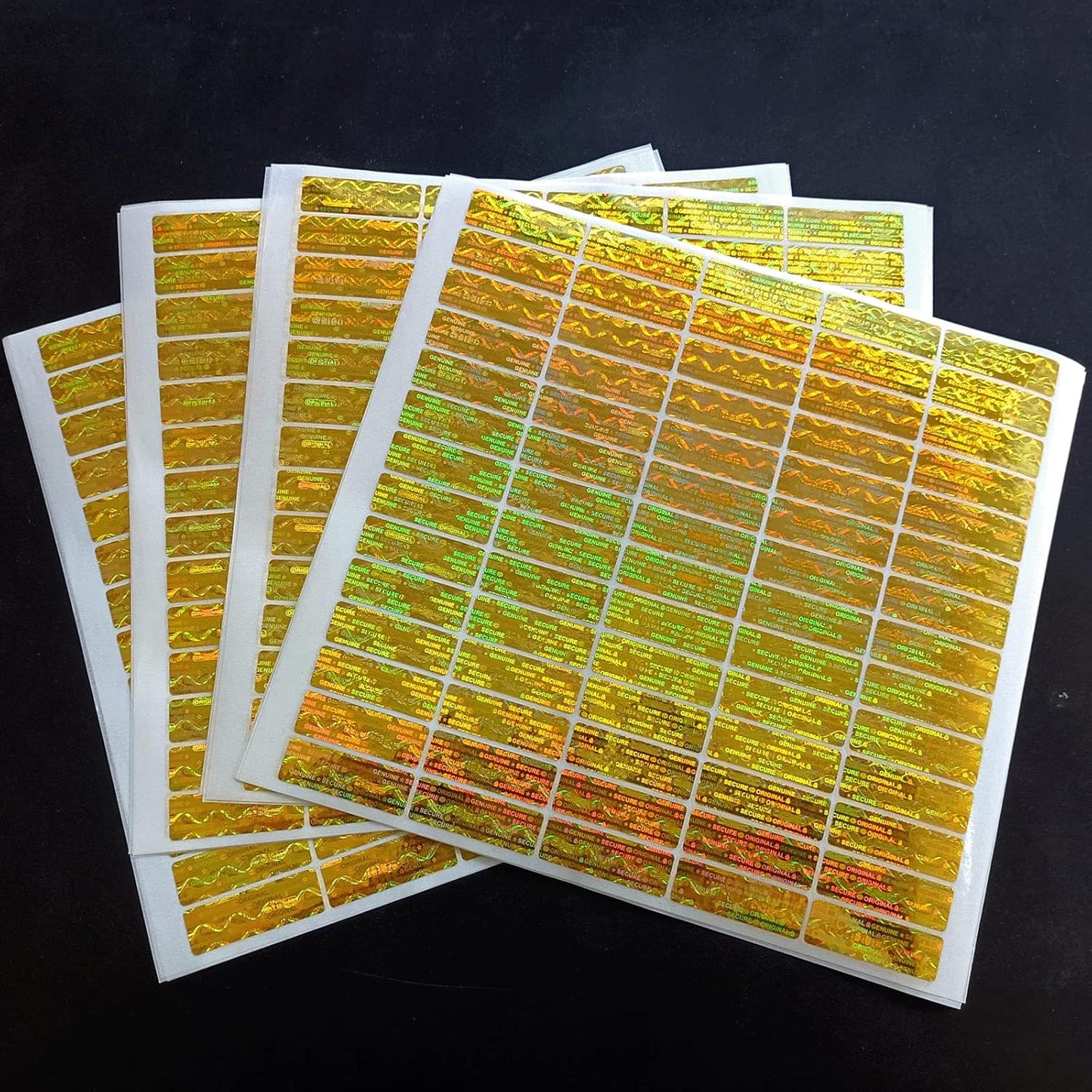 1200pcs Hologram Tamper Proof Stickers Security Labels Genuine Warranty Void Seal Tamper evident Original Sticker with Unique Serial Number (1.2x0.4inch,Gold)…