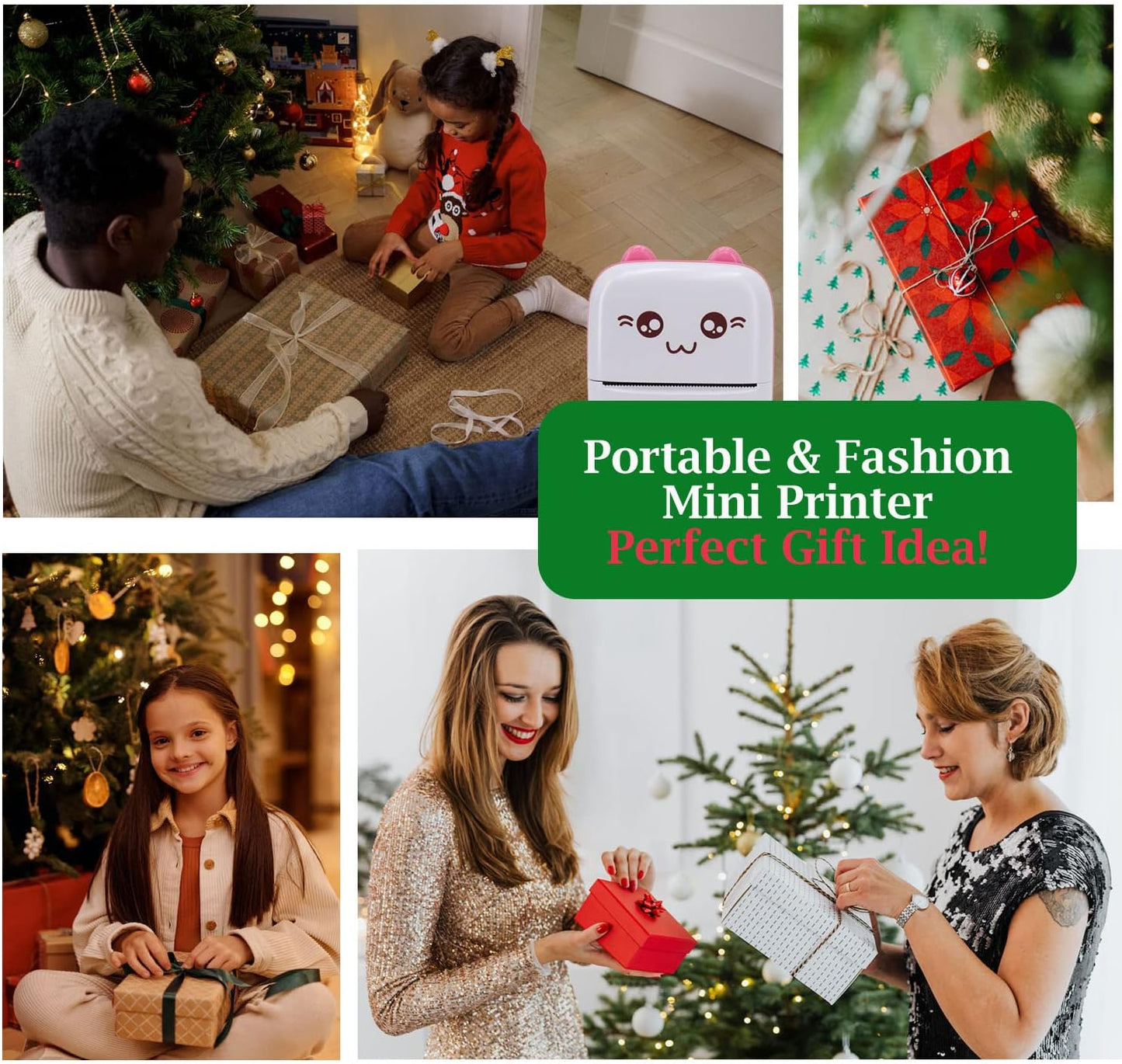 Mini Pocket Printer, Portable Thermal Printer with 8 Rolls Printing Paper, Bluetooth Wireless Tiny Printer for Photos/Stickers/Labels/Notes/Receipts, Compatible with iOS and Android, Pink