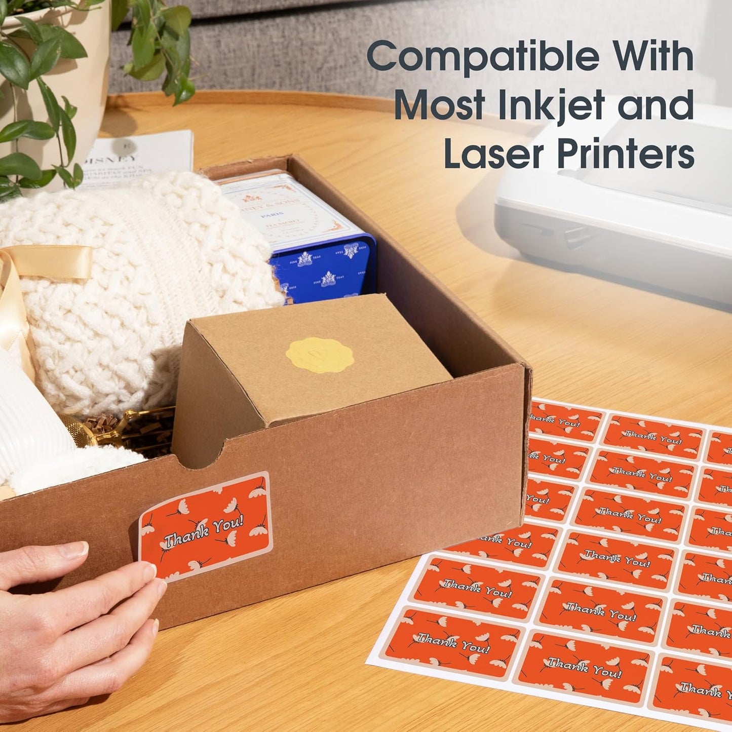 4" X 2 1/2" Printable Shipping Address Labels Compatible with Inkjet and Laser Printers - 100 Sheets, 800 Total Matte White Paper Stickers for Mailing Packages and Envelopes - Spartan Industrial