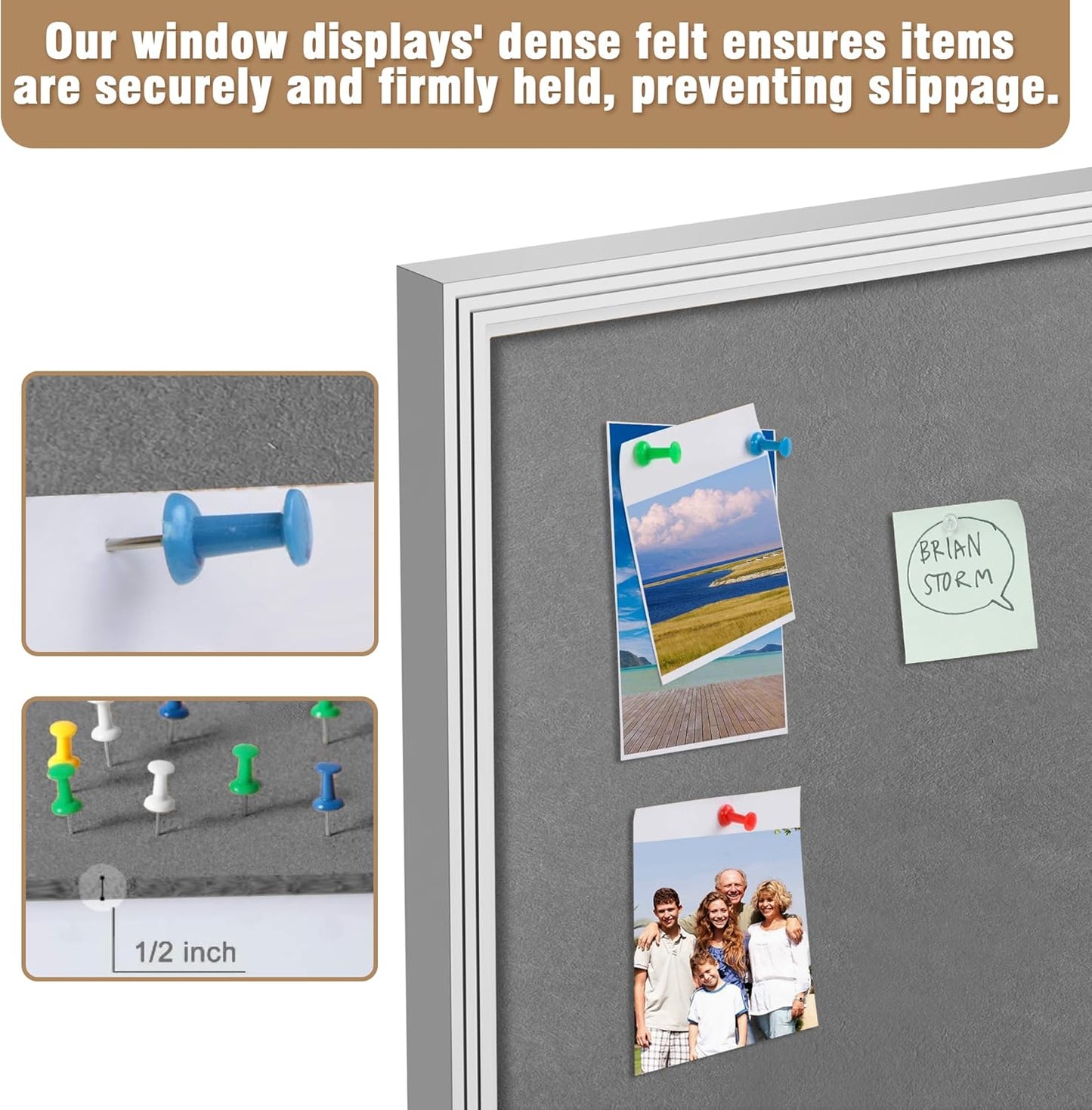26"x20" Enclosed Bulletin Board, Outdoor Lockable Weather-Resistant Aluminum Cork Noticeboard for School & Office, Silver Frame w/Grey Flet