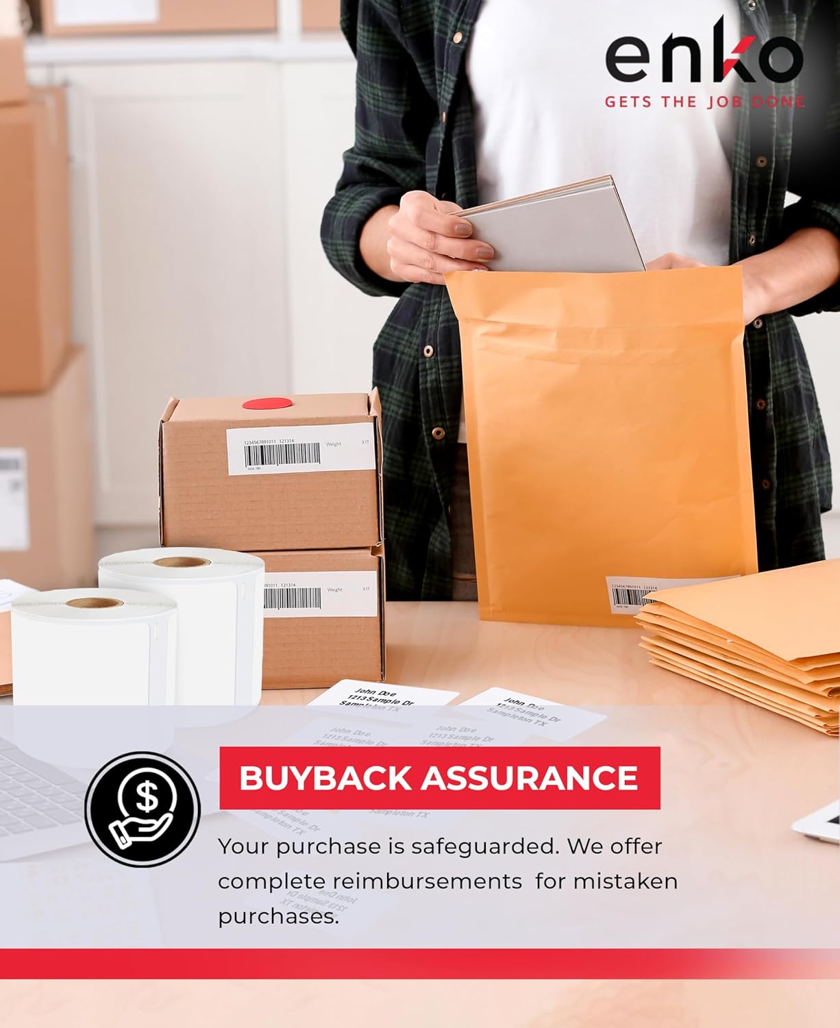 enKo (96 Rolls, 28,800 Labels) Address, Shipping & Barcode Labels 30256 (2-5/16 x 4") Compatible for Dymo LabelWriter