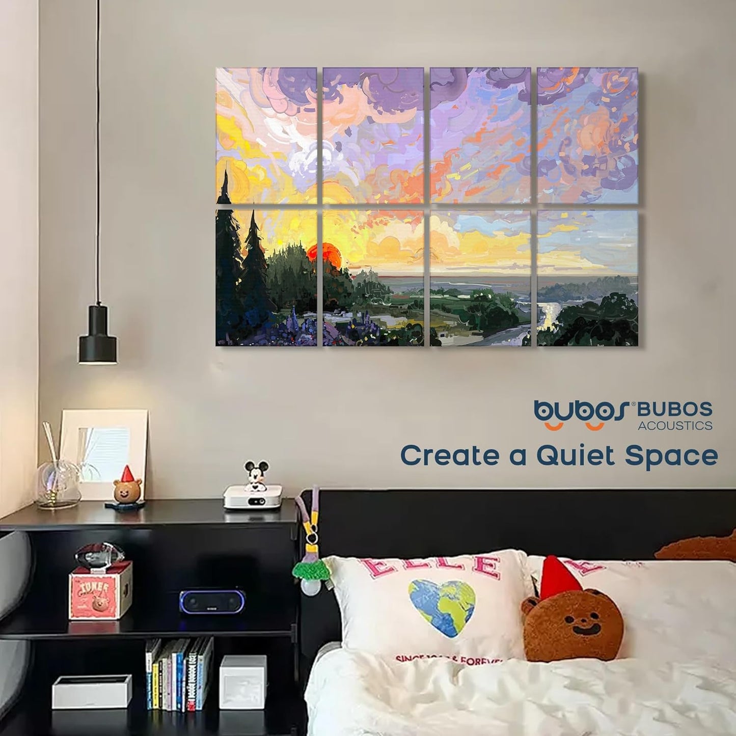 BUBOS 8 Pack Art Acoustic Panels Soundproof Wall Panel,47.2X31.4 Inches Sound Absorbing Panel,Self-adhesive Decorative Acoustical Wall Panels, Acoustic Treatment for Ceiling Home Office(Oil Painting)