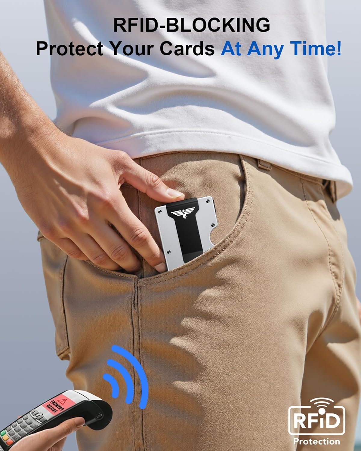 Minimalist Wallet for Men, Metal Wallet with Money Clip, Slim Compact Wallet, RFID Blocking Card Holder, Metal Aluminum Credit Card Holder, Holds up to 20 Cards