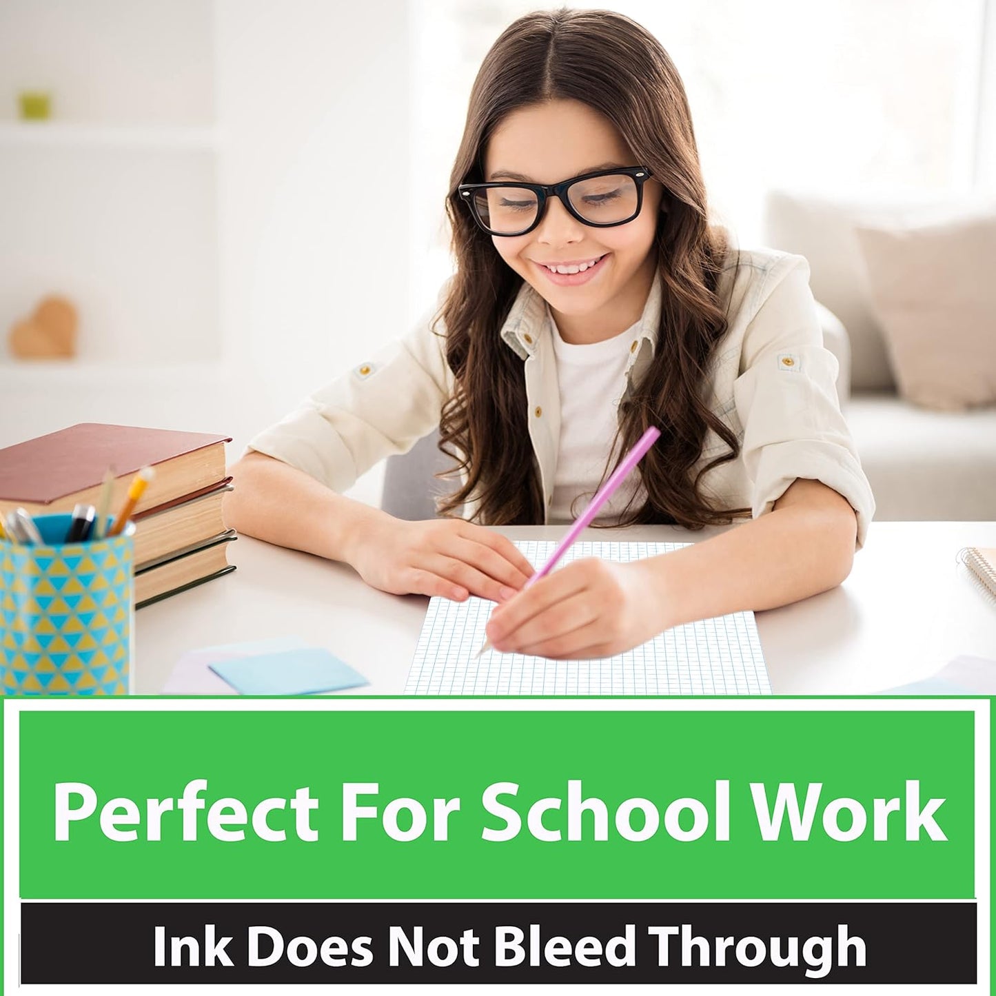 Graph Paper, Loose Leaf Graph Paper, 4 x 4 Squares Per Inch Quad Ruled Graph Paper, 10.5” x 8” Graphing Paper, 56 gsm, 150 Per Pack, 7200 Sheets (48 Pack)