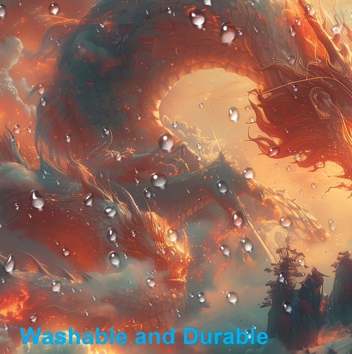 Super Sized Anime Dragon Mouse Pad, Office Cloud Dragon Teng Game Keyboard Pad, Extended Anti Slip Stitching Edge Computer Mouse Pad 35.4 x 15.7 Inches