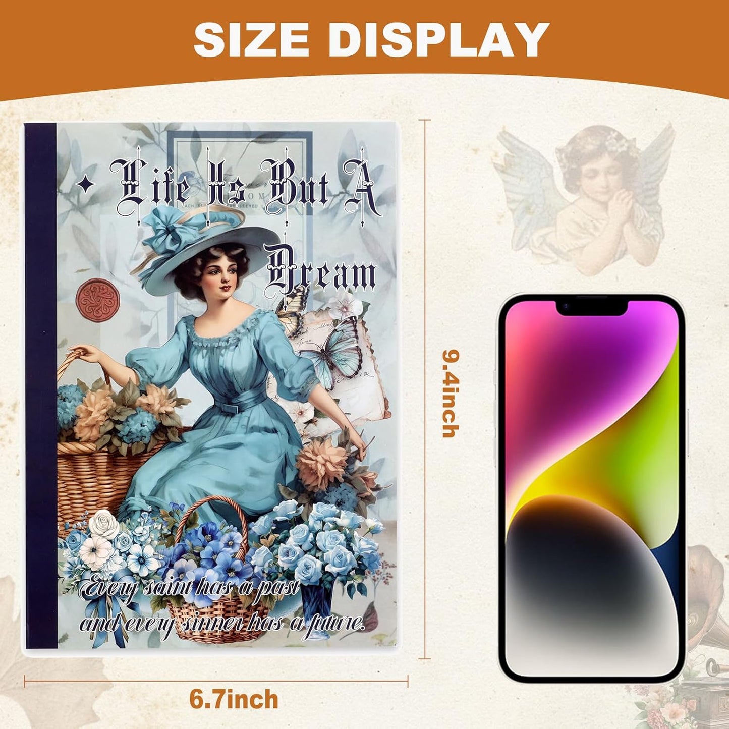 Auguro Vintage Scrapbook Stickers Book 24 Sheets 480 Pre-Cut People Stickers for Scrapbooking Washi Sticker Journal Sticker for Adults Junk Journal Supplies