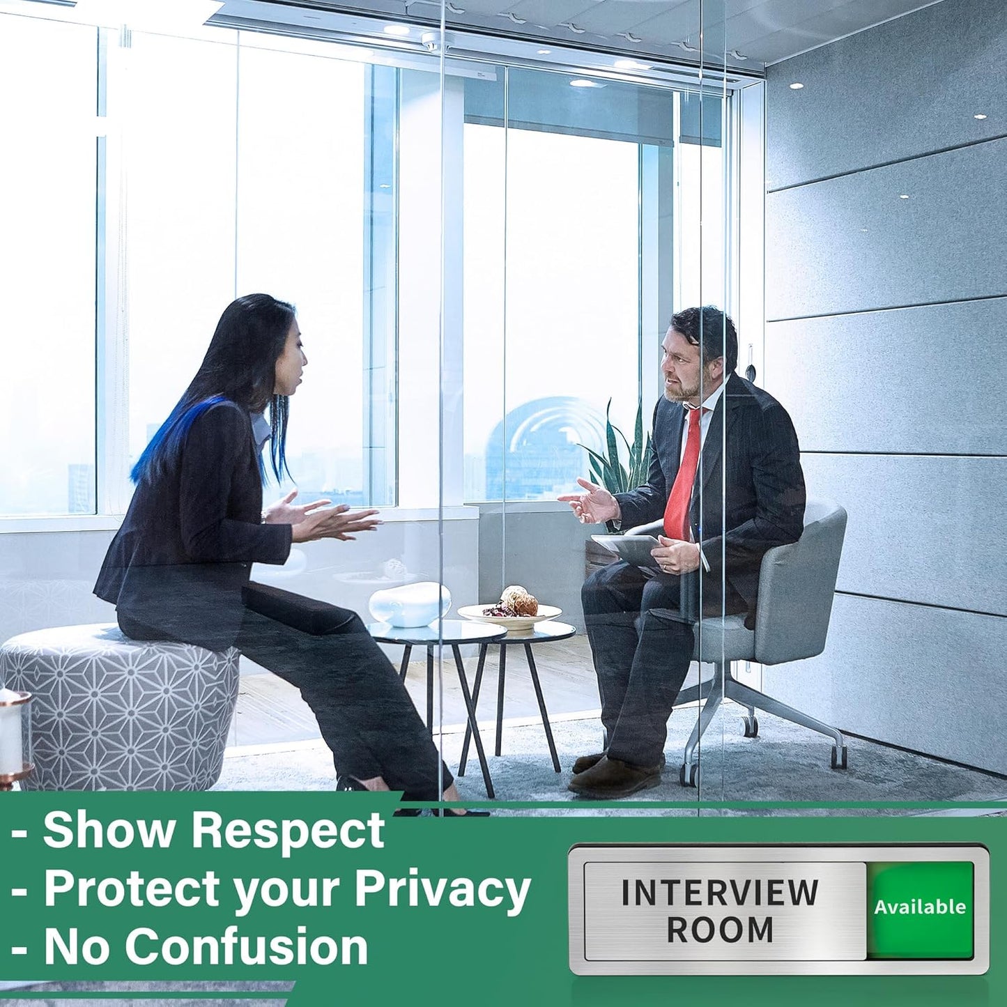 Interview Room Door Sign,Do Not Disturb- In Use/Available Slider Signs for Office Meeting Room,Business Vacant Occupied Privacy Door Sign