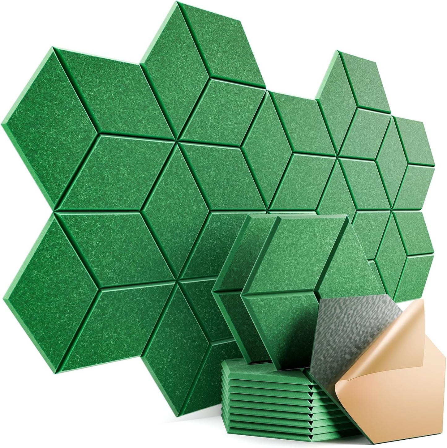 12 Pack Self-adhesive Acoustic Panels 12" X 10" X 0.4" - Sound Proof Foam Panels with High Density, Y-Lined Design, Flame Resistant, Absorb Noise and Eliminate Echoes(Muted Green)