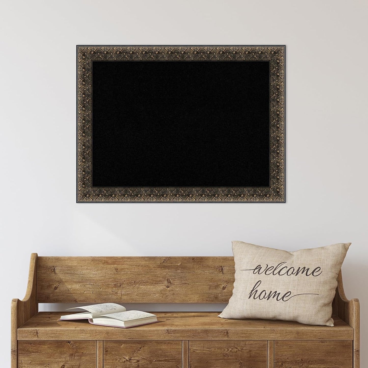 Amanti Art Black Cork Board for Wall, 25x33 Vision Board with Black Wood Frame, Medium Corkboard Office Decor for Home Organization, Traditional Corkboard Pinboard to Display Items for Home