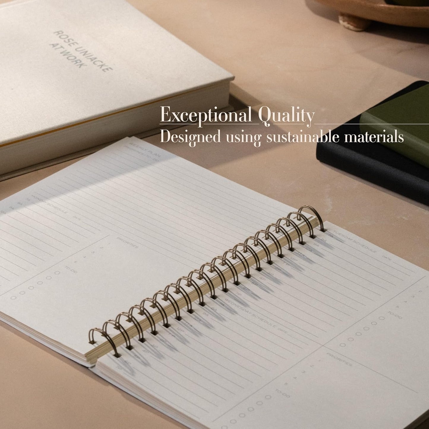 Anecdote Planner 2026 (8.5" x 10") Daily Planner Weekly Monthly Planner - 52 Weeks w/Library Buckram Cover, Brass Spiral - A4 Size Bleed-Resistant Paper – Ink Blue