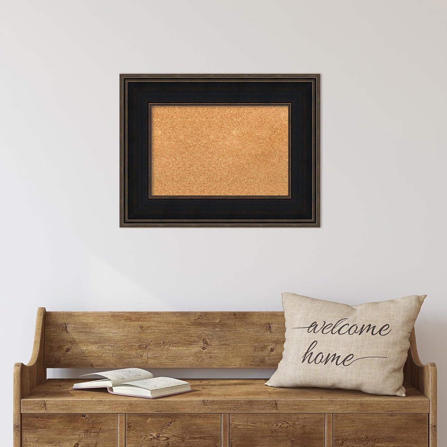 Amanti Art Natural Cork Board for Wall, 20x26 Vision Board with Brown Wood Frame, Small Corkboard Office Decor for Home Organization, Casual Corkboard Pinboard to Display Items for Home Organization