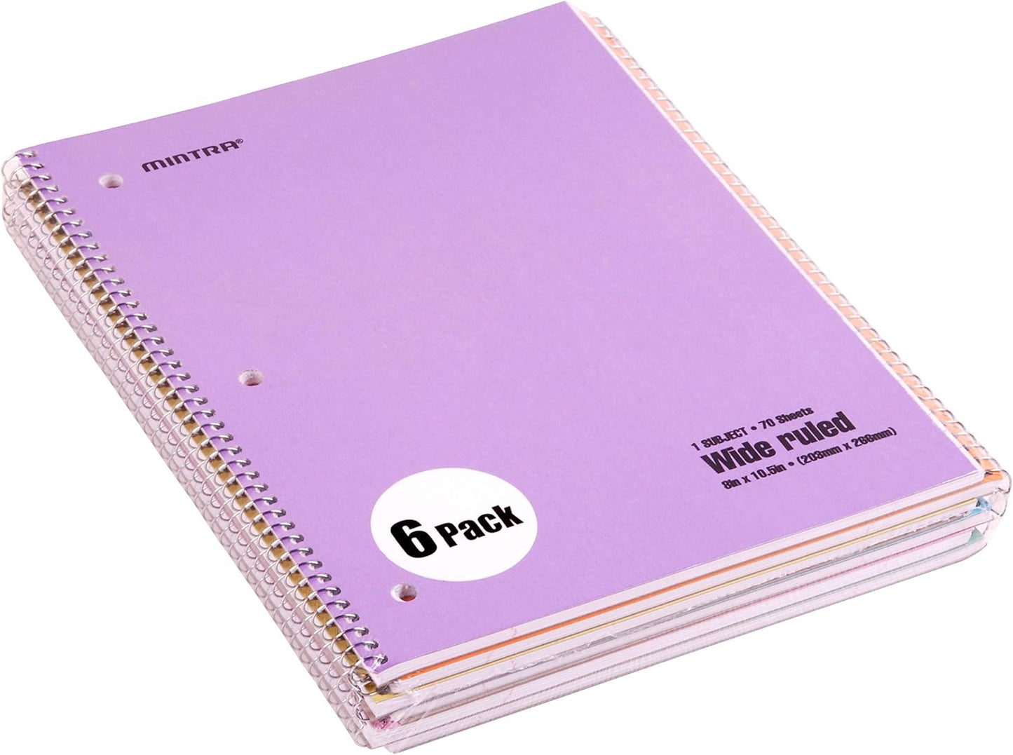 Mintra Office Spiral Notebooks (Pastel - Wide Ruled, 24pk (4-6pks))