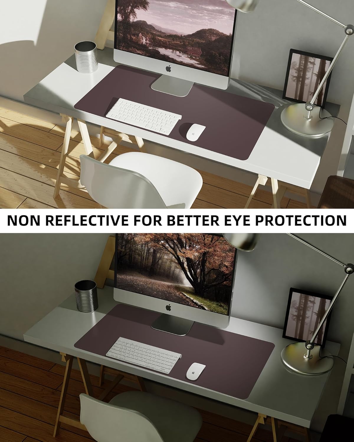 Leather Desk Pad Blotter,Mouse Pad,Office Desk Mat, Non-Slip PU Leather Desk mat,Large Desk mat,Waterproof Keyboard mat for Office/Home/Decor (Coffee,35" x 17")