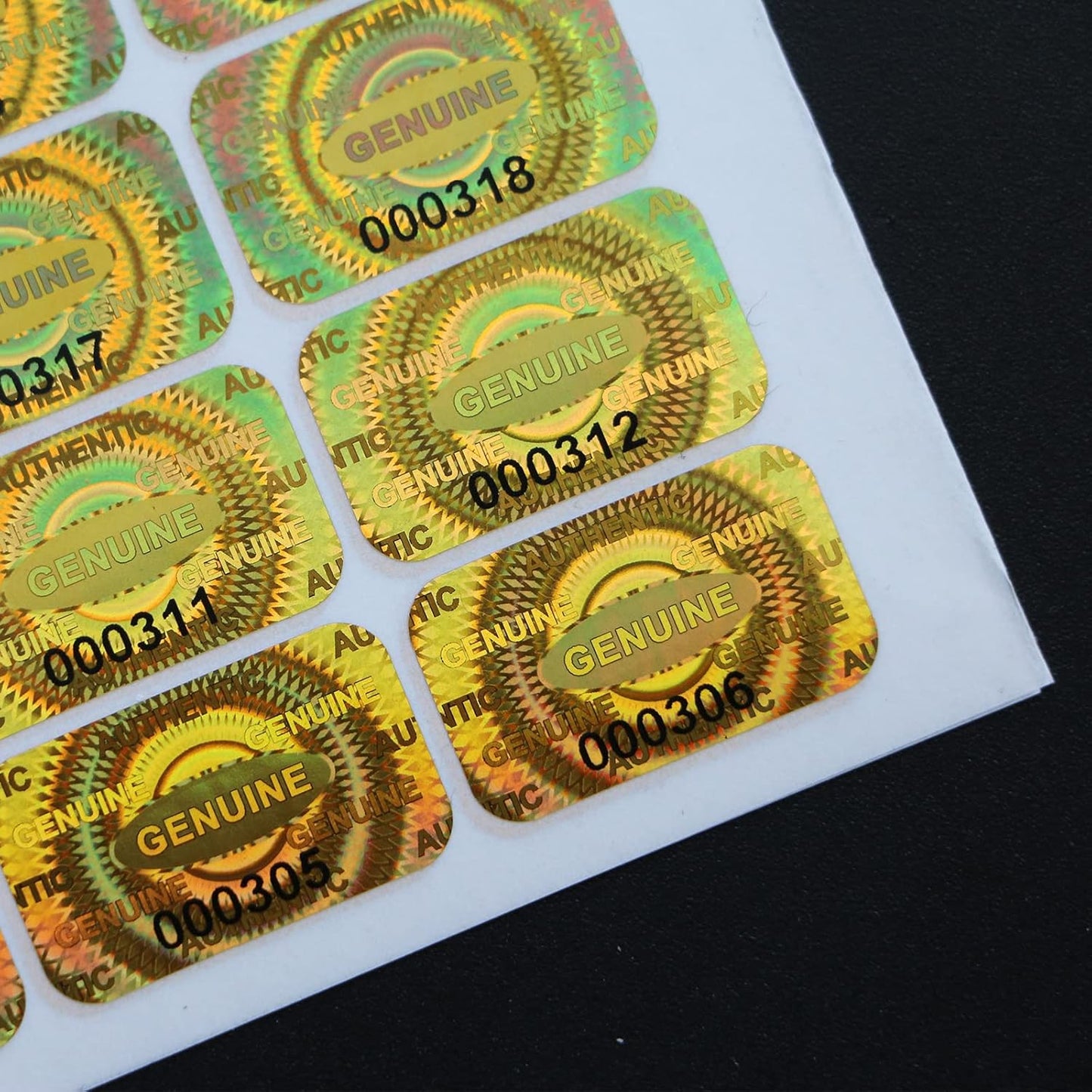 380pcs Hologram Tamper Evident Stickers Security Sticker Warranty Void Seal Tamper Proof Labels Stickers with Unique Sequential Serial Numbering (Gold,1 X 0.6 Inch,GQYH)