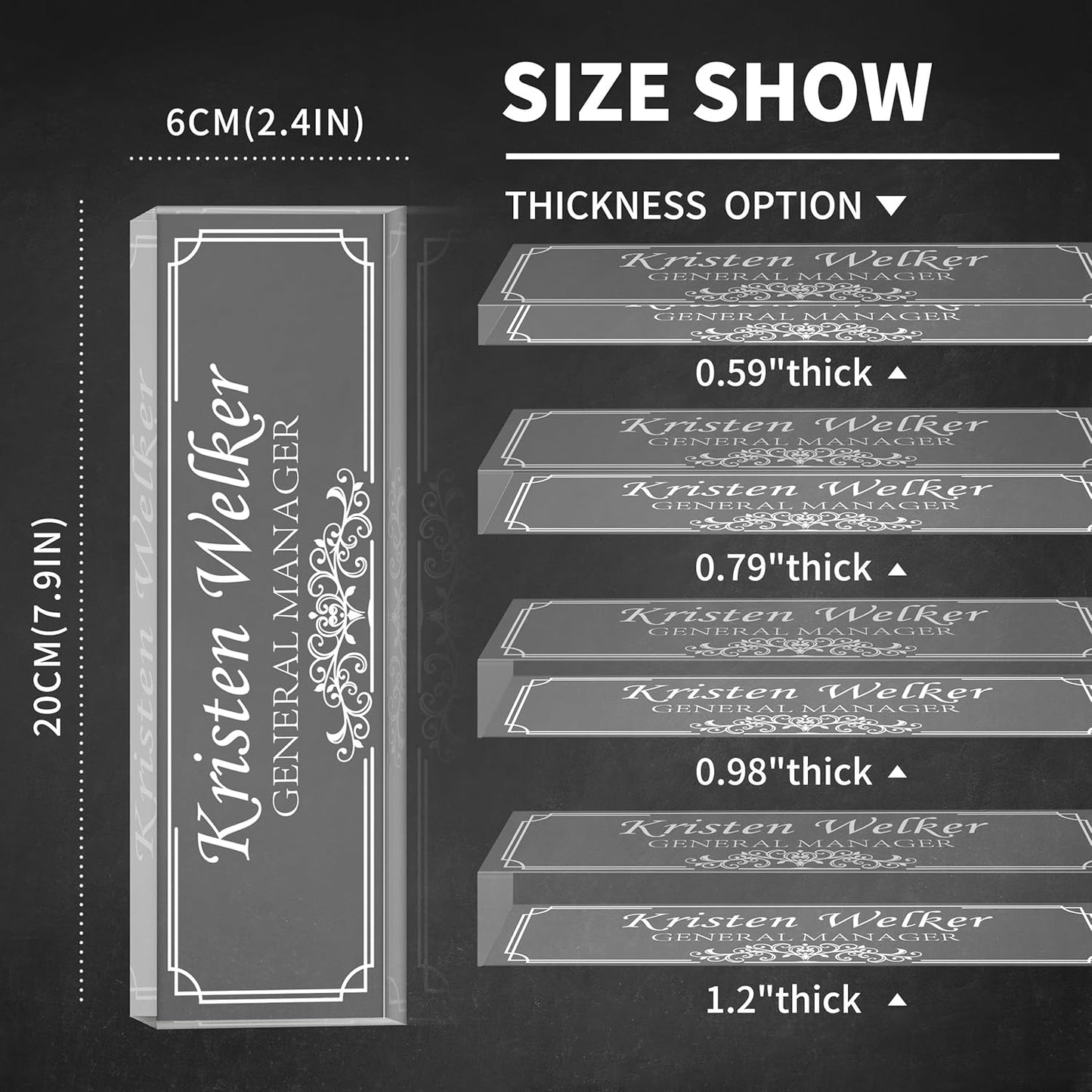 Gowellly Desk Name Plate Personalized - Custom Acrylic Name Plate for Desk - Enterprise Custom Logo/Text nameplates - Employee Appreciation Gifts (engrave-7)