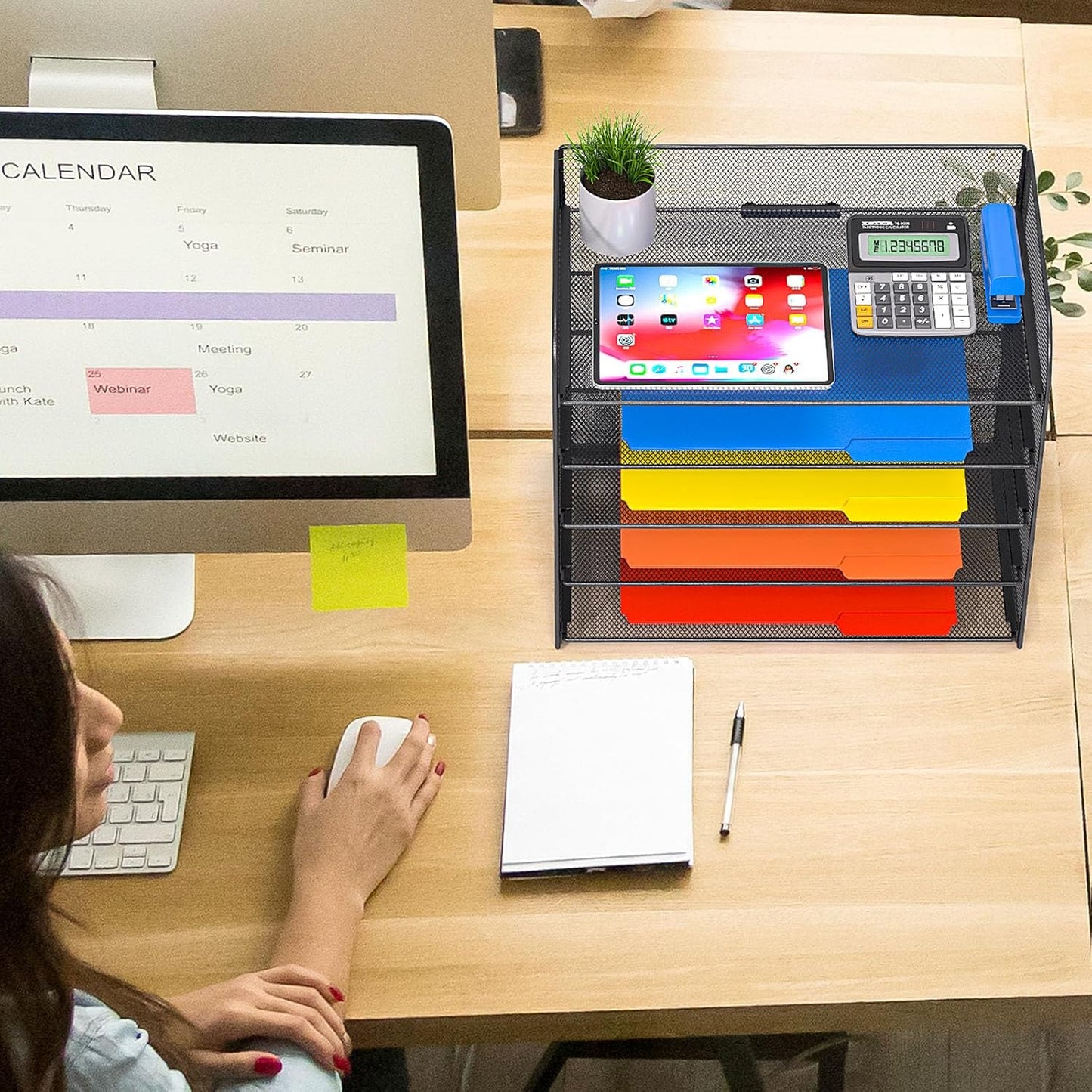 A4/Legal/Letter Size,5 Tier Mesh Letter Tray File Organizer,15.2 x 9.5 x 13.4 inches,Office File Folder Holder,Space Saving,Black