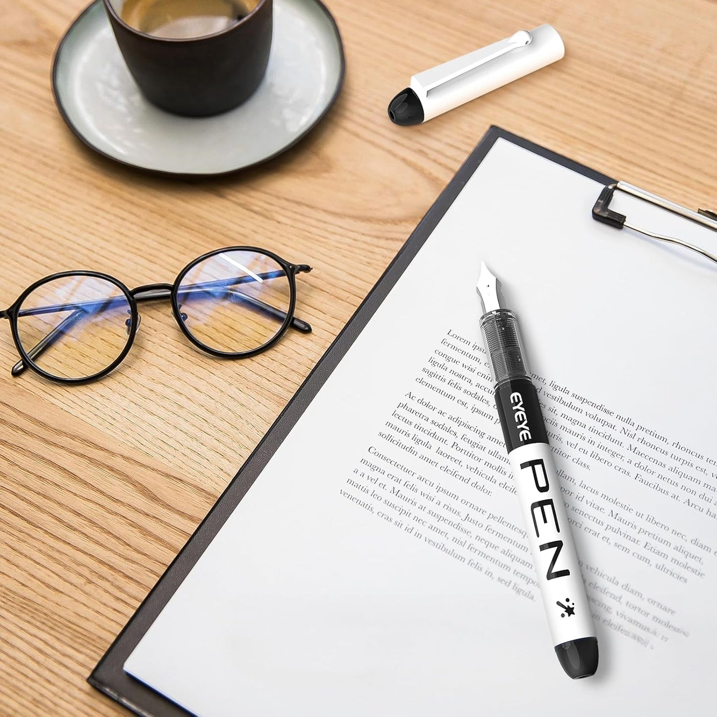 EYEYE Fountain Pens for Writing, 8 Pack Assorted Colors Fine Point Disposable Fountain Pens Stainless Steel Nib, Smooth Writing for Calligraphy, Journaling, Drafting, Sketching, Doodling & Gifts