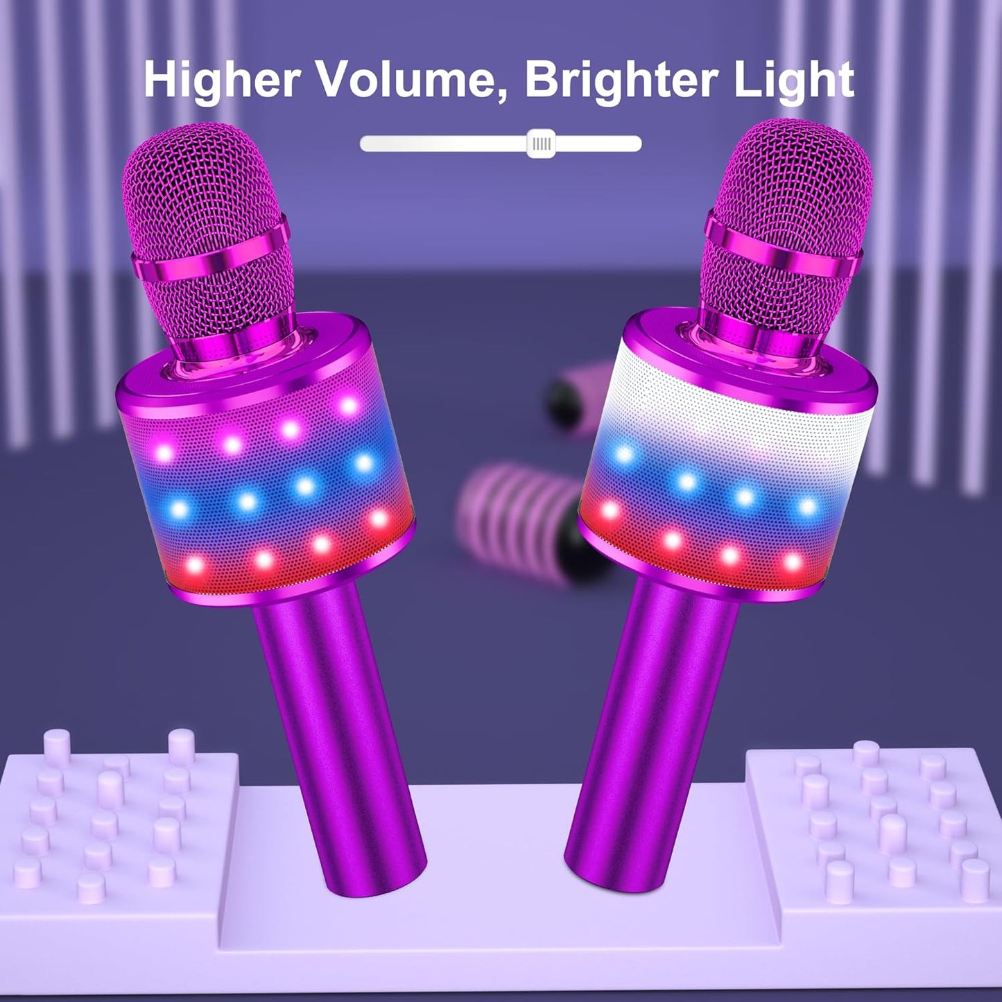 BONAOK Karaoke Microphone for Kids & Adults - Bluetooth Microphones Singing Mic with Disco Lights, Echo Effect, Built-in Speaker Portable Karaoke Player for Party Travel Gifts Q78(Purple)