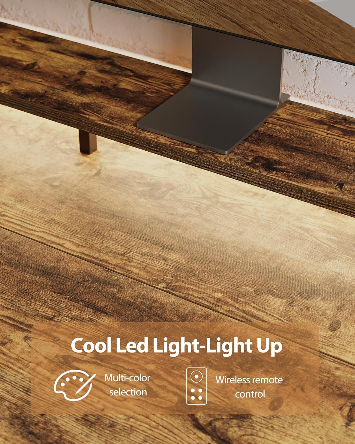 Electric Height Adjustable Standing Desk with Power Outlet and LED Light Strip, Sit to Stand, Ergonomic 48x24 Rising Desk with Memory Presets, Home Office Workstation, Computer Gaming Table, Brown