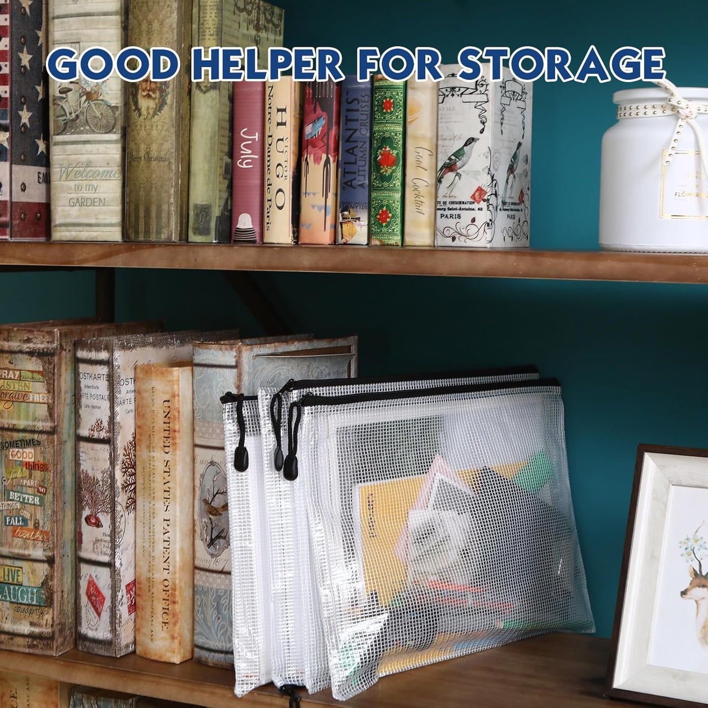 200 Pcs A4 Mesh Zipper Pouch Bulk Waterproof Mesh Zipper Organizer Plastic File Folder Case for School Office Supplies Document Board Games Puzzle(Black)