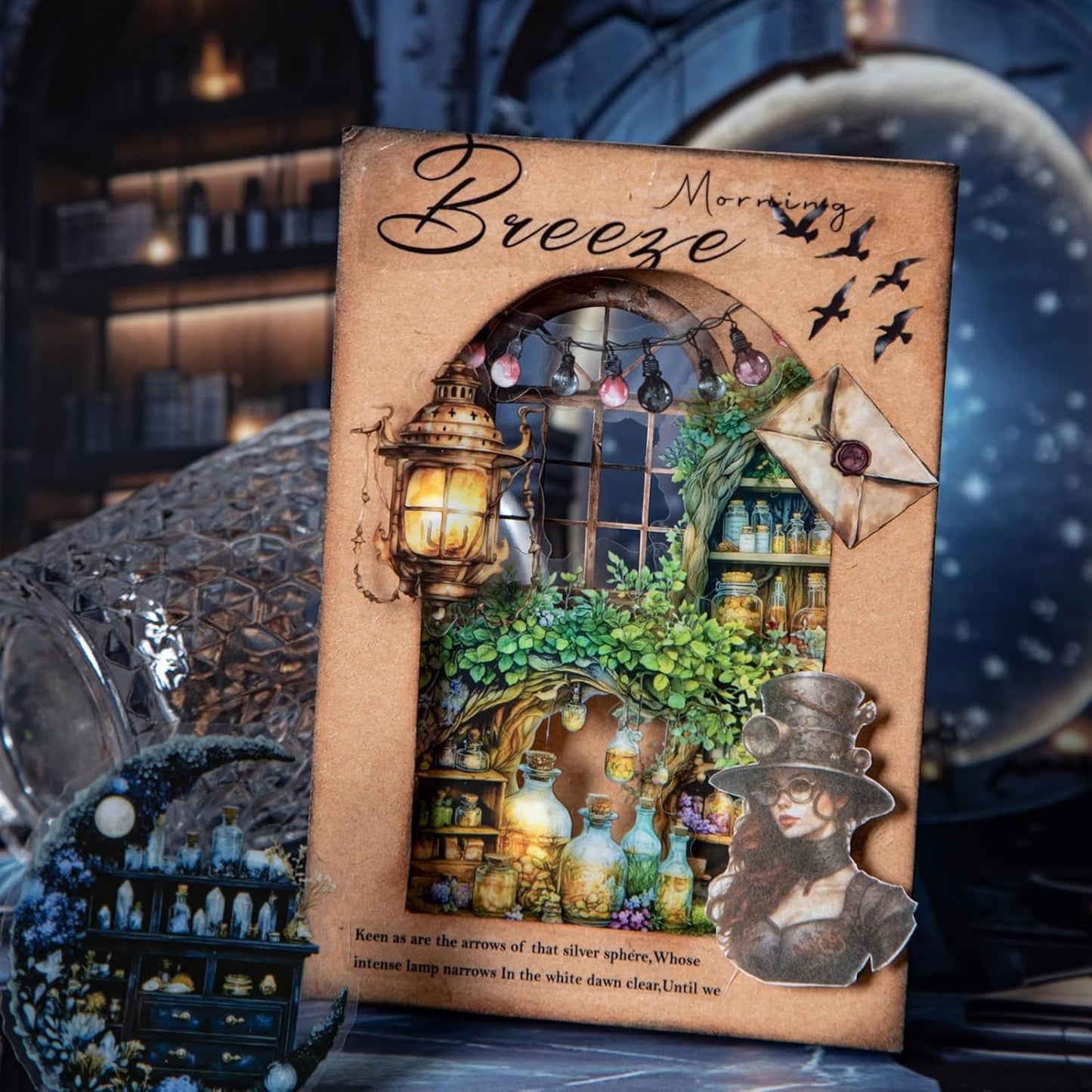 Magic Cabinet PET Stickers Set, 60PCS Fantasy Journal Stickers for Scrapbooking DIY Crafts Planner