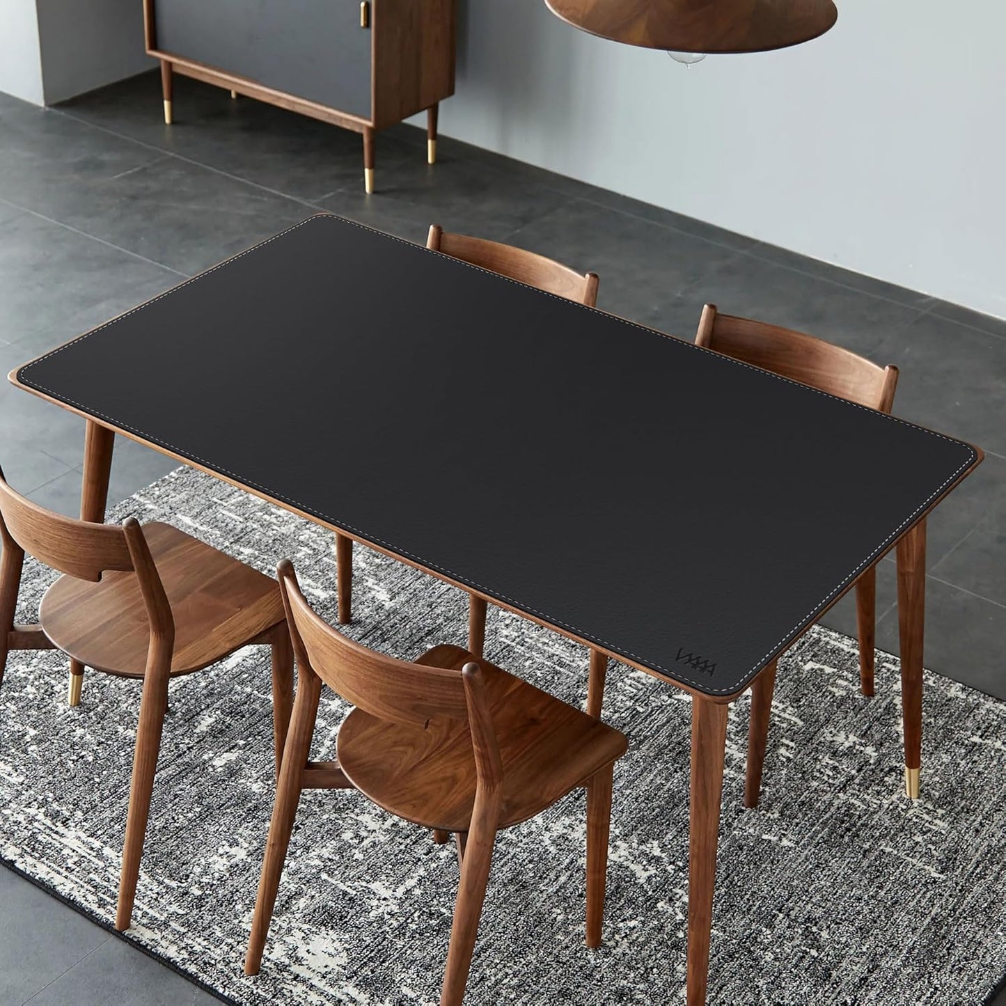 VYAAA Leather Desk Mat, 51"×27.5" Large Mouse Pad, Desktop Protector for Desk, Multifunctional Keyboard Mouse Pad for Home or Office (Black)