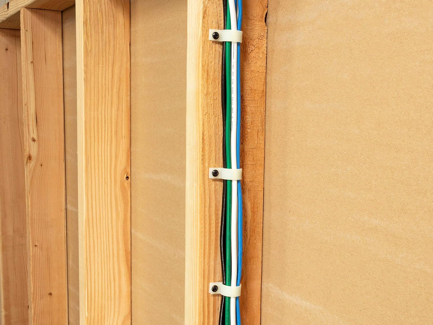 Secure 3/8 Inch Premium R Type Natural Nylon Screw Mount Cable Clamp for Wire Management - 100 Pack